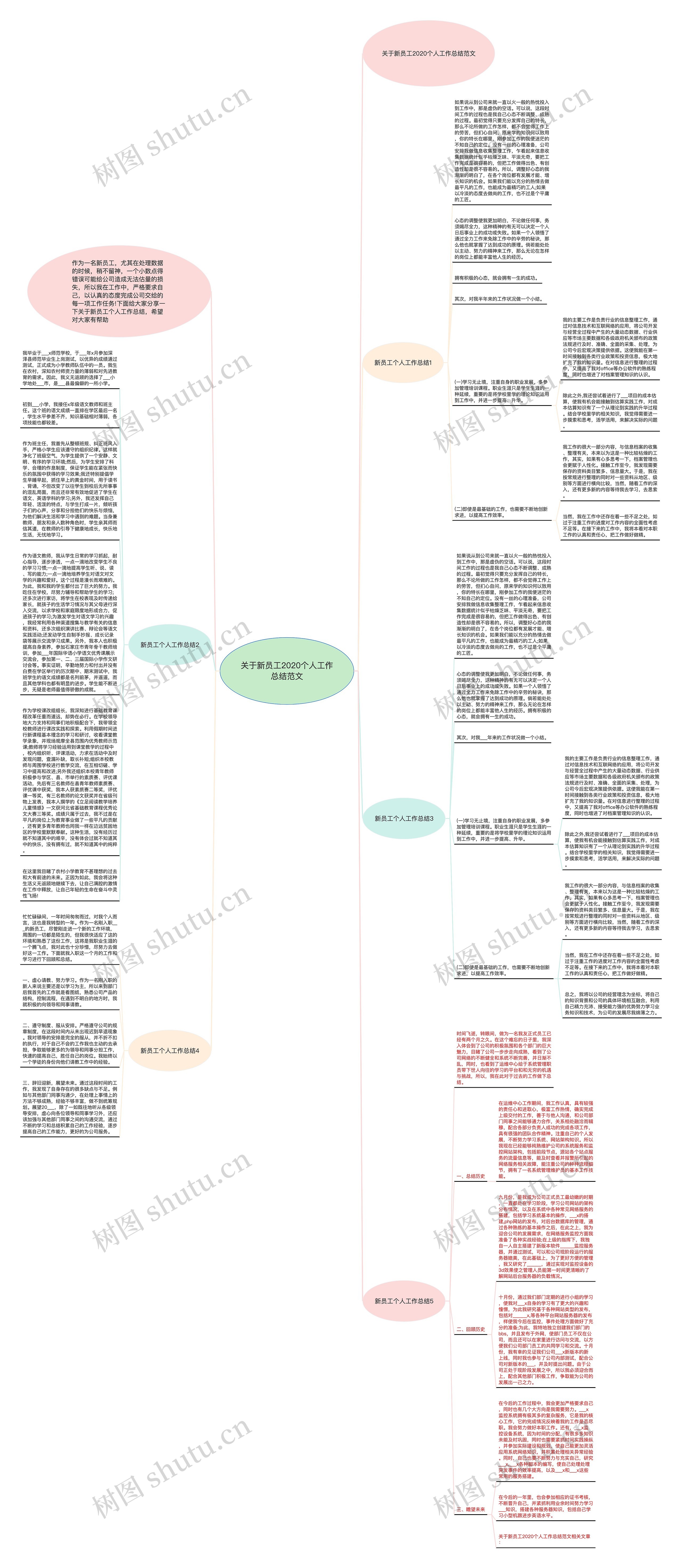 关于新员工2020个人工作总结范文思维导图