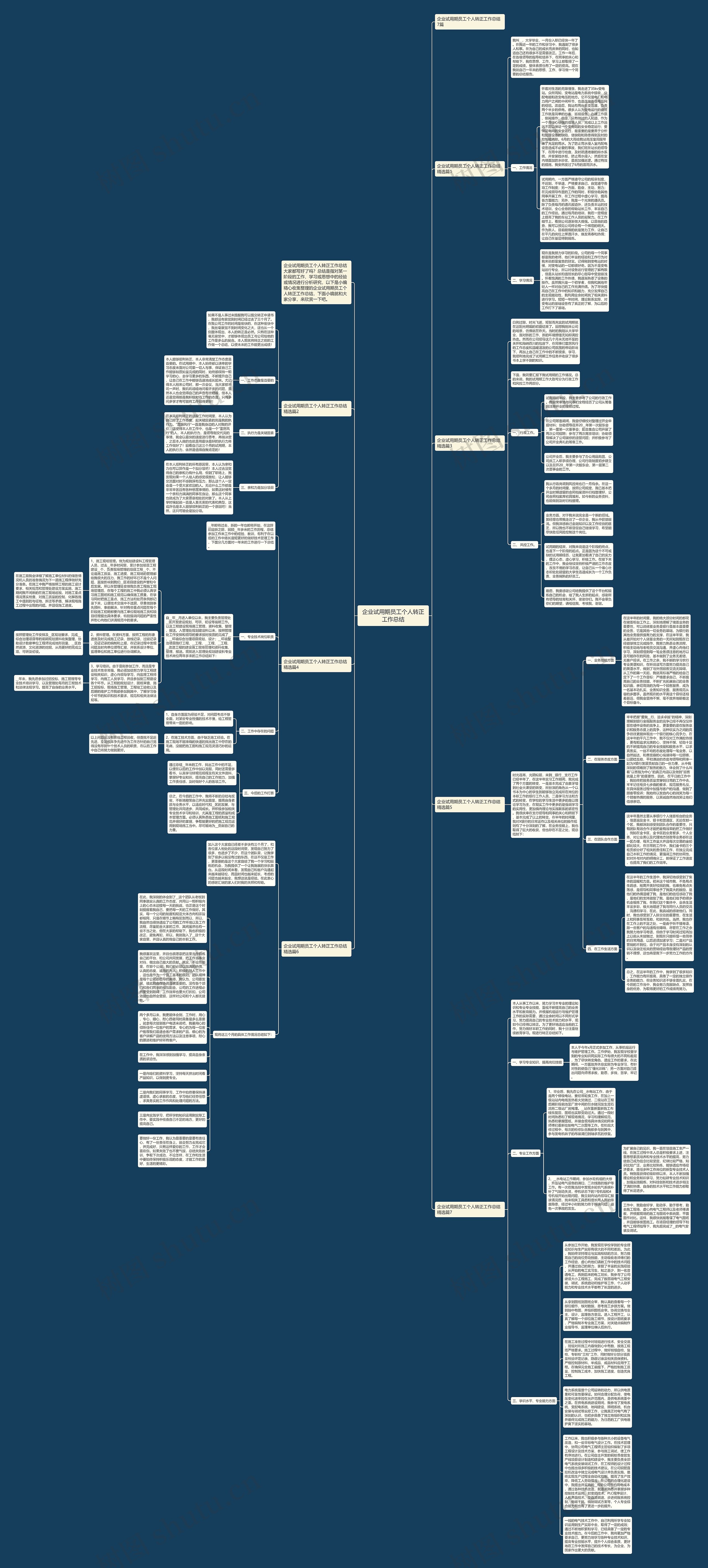 企业试用期员工个人转正工作总结思维导图