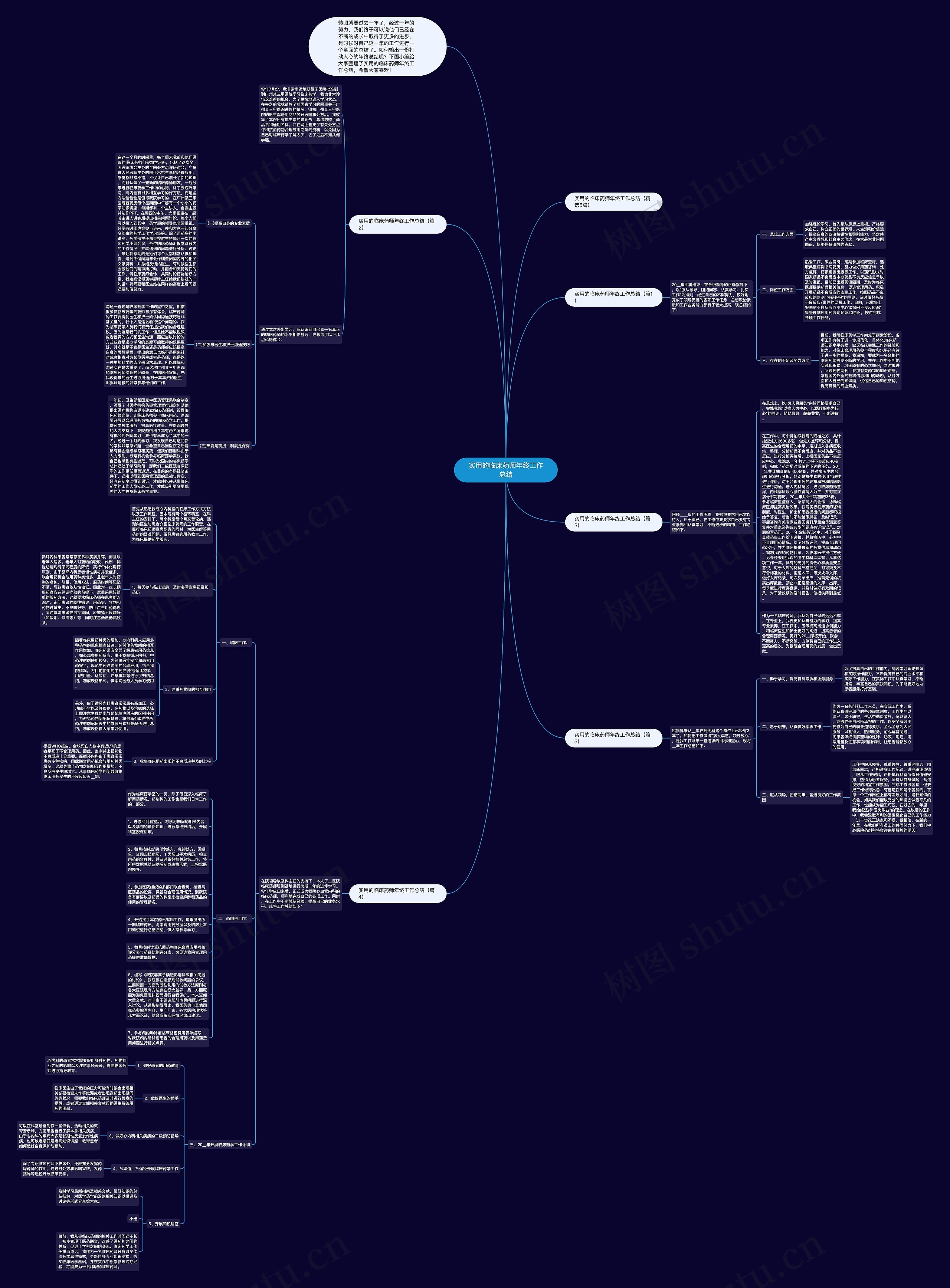 实用的临床药师年终工作总结思维导图