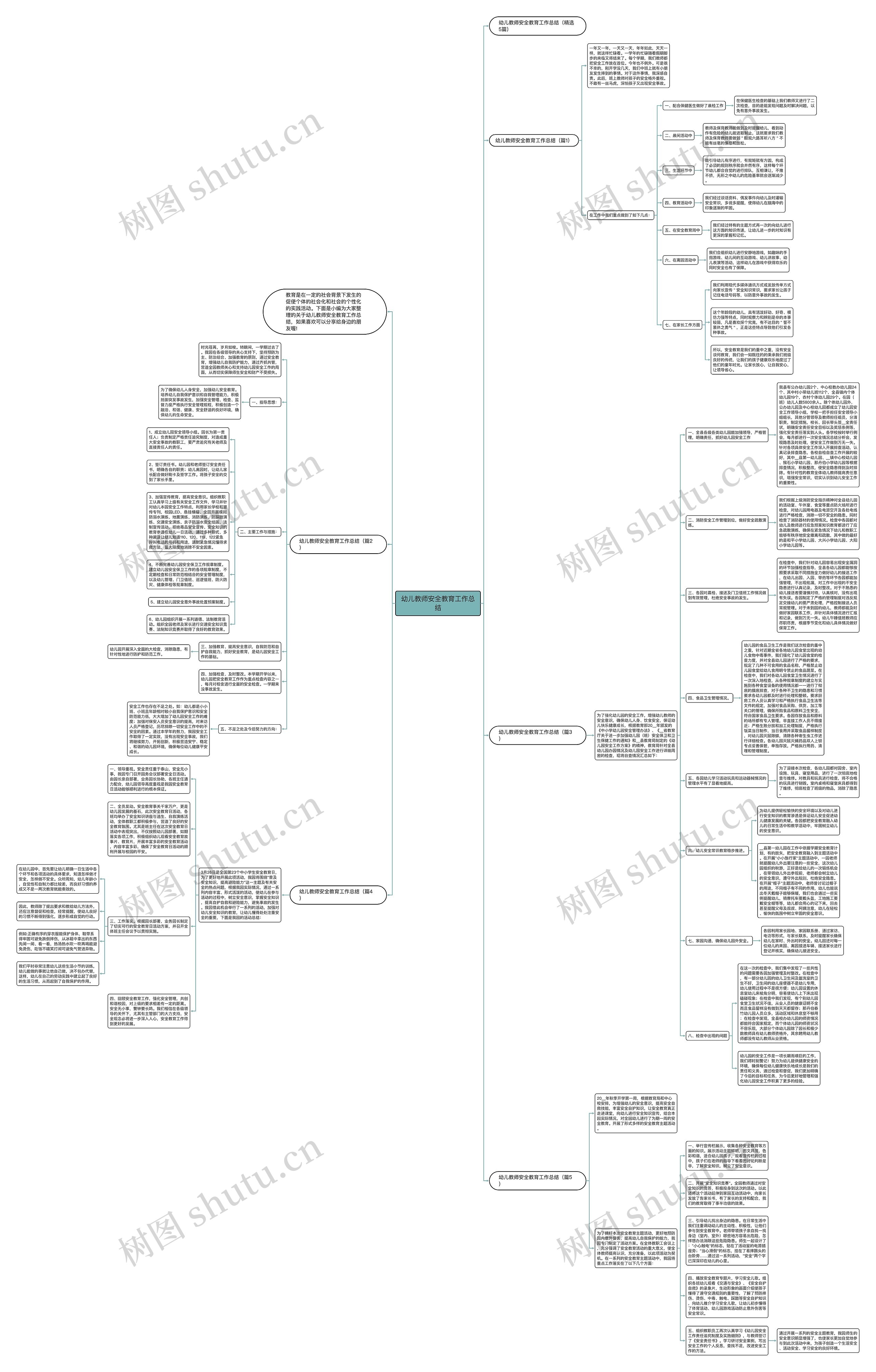 幼儿教师安全教育工作总结思维导图