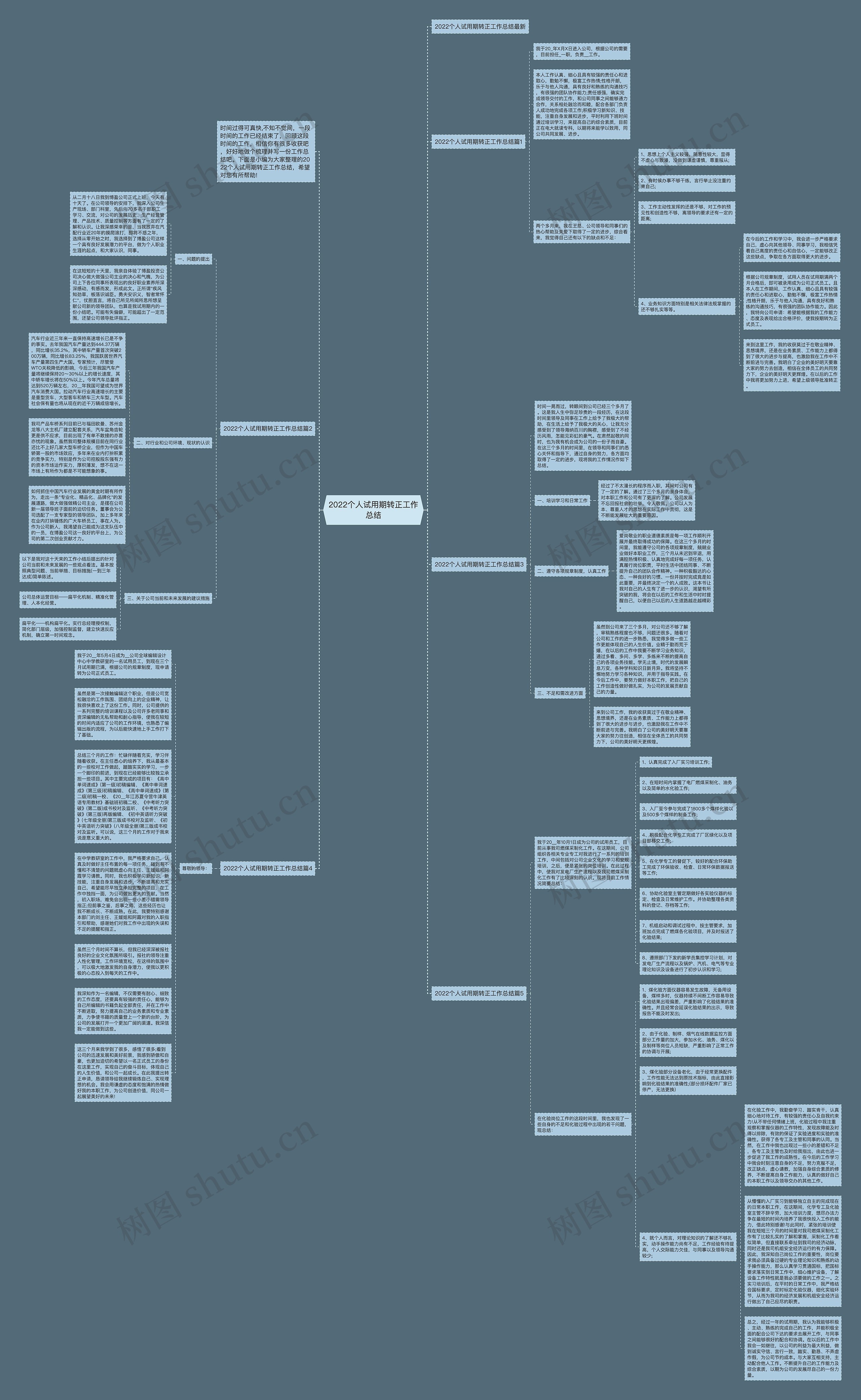 2022个人试用期转正工作总结思维导图