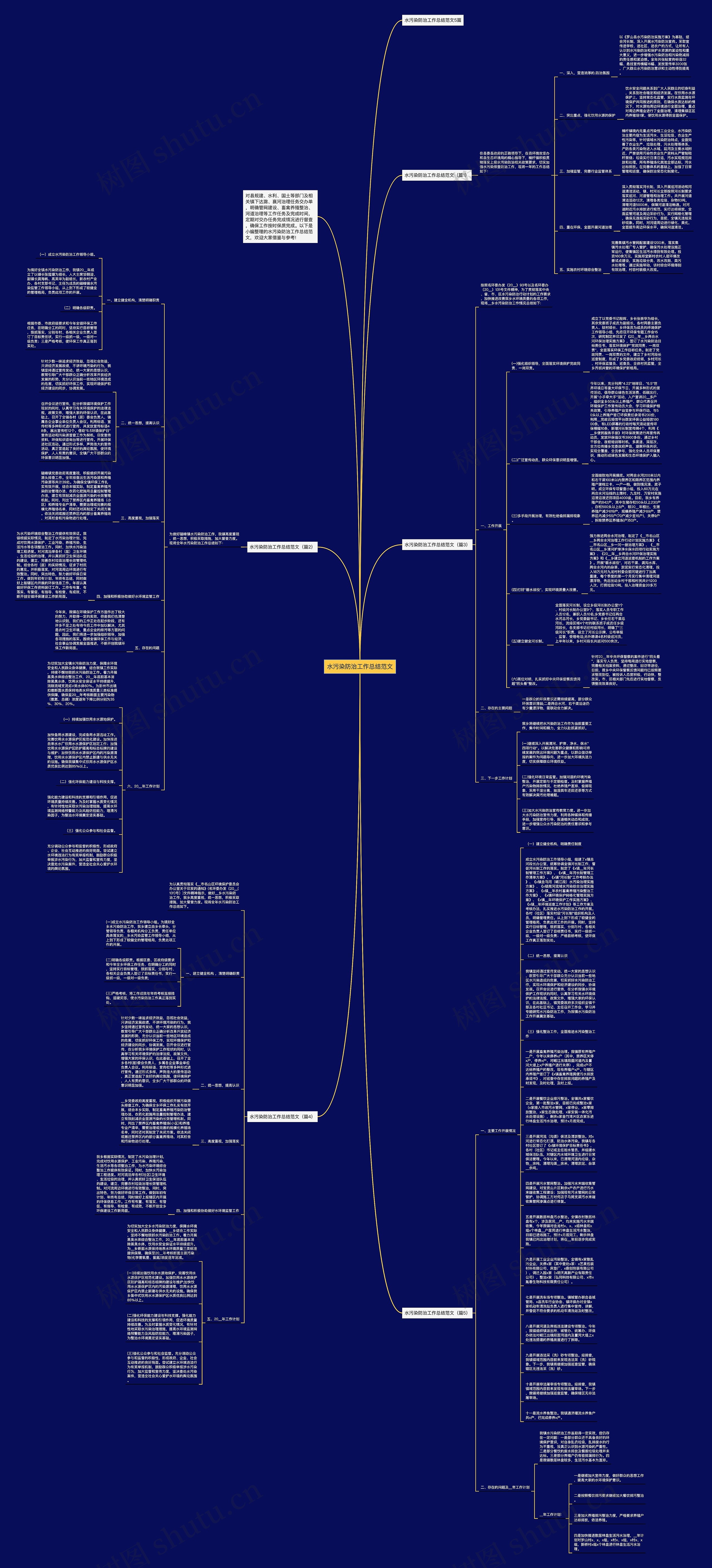 水污染防治工作总结范文思维导图