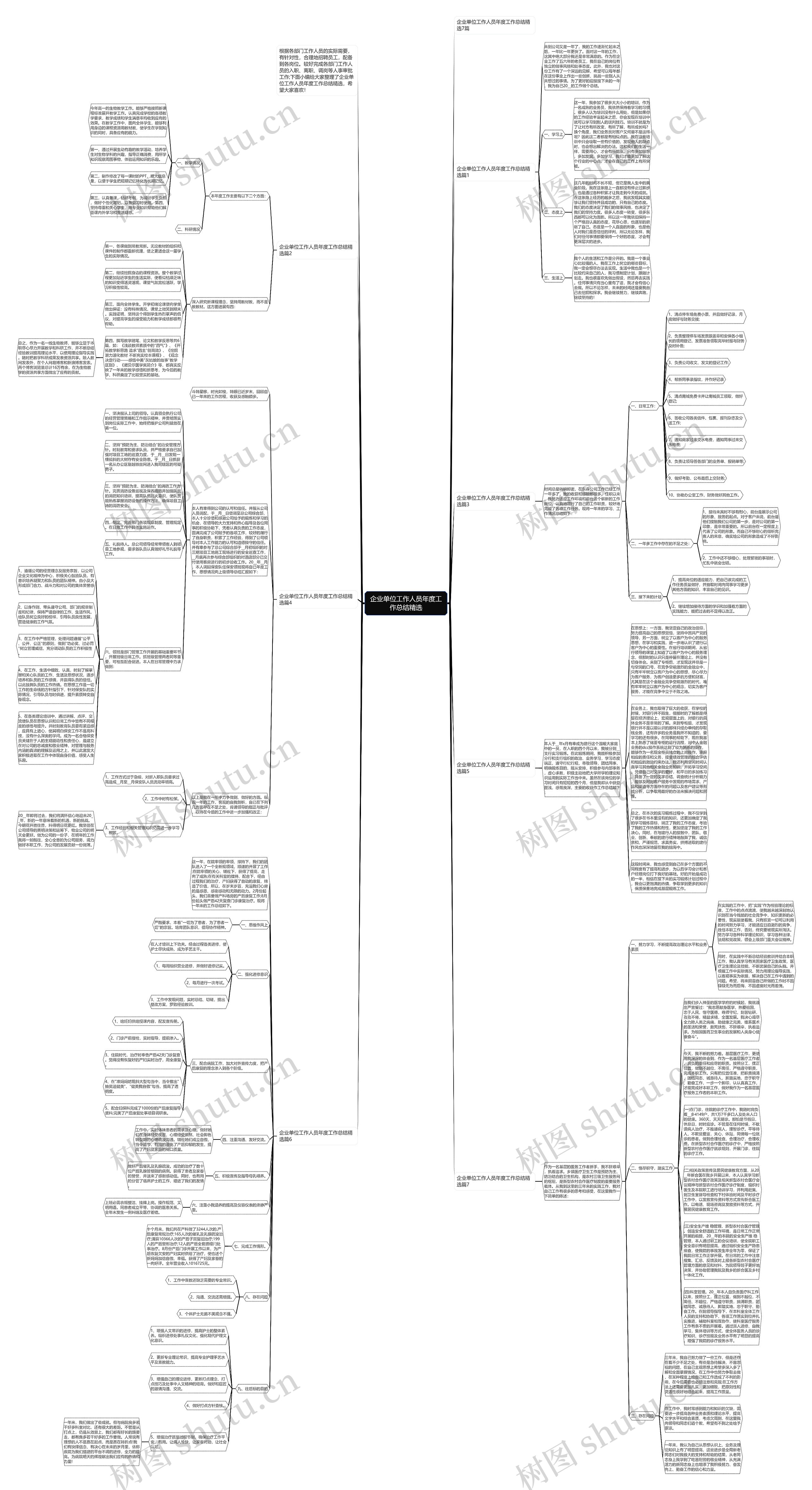 企业单位工作人员年度工作总结精选思维导图