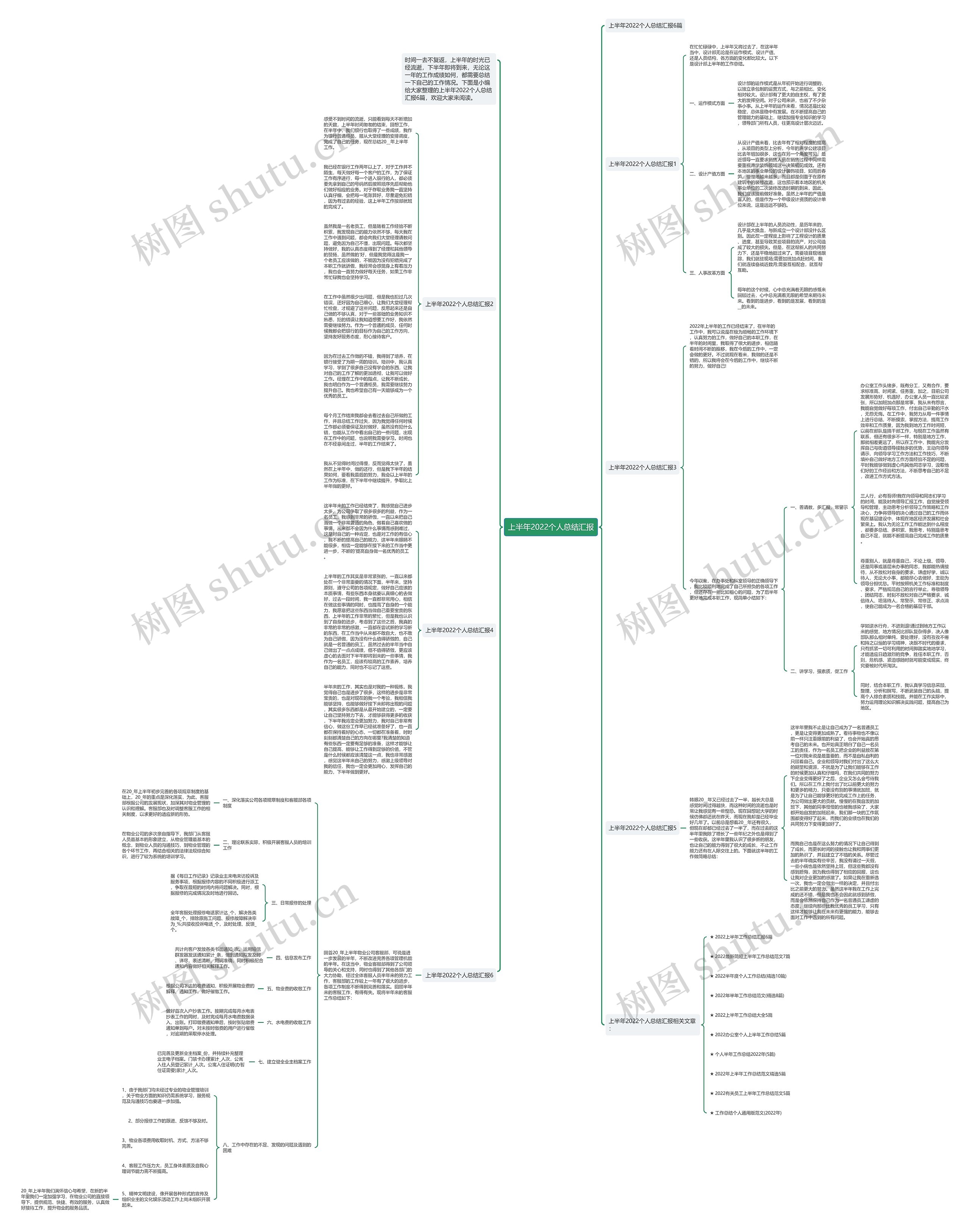 上半年2022个人总结汇报思维导图