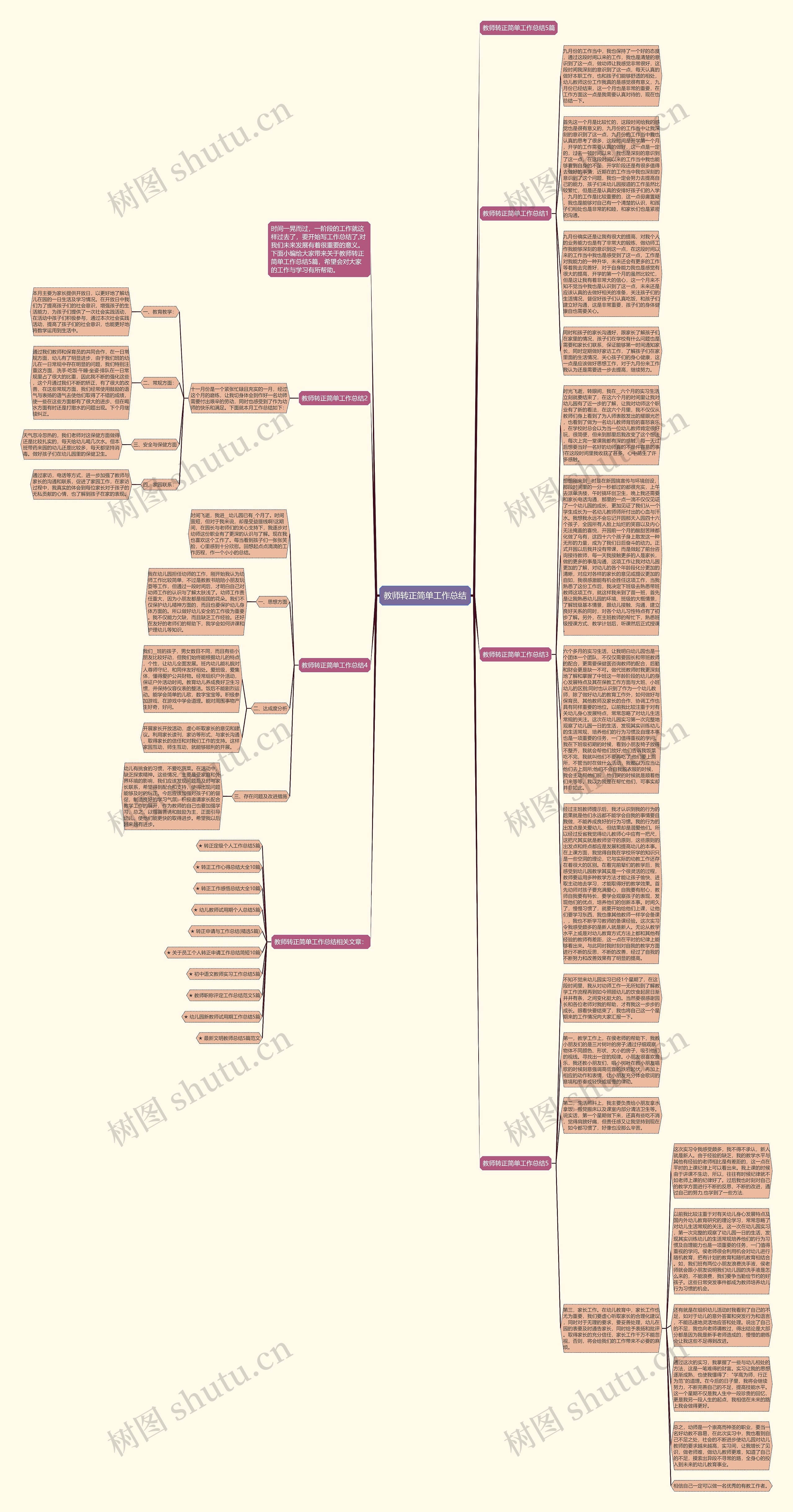 教师转正简单工作总结思维导图