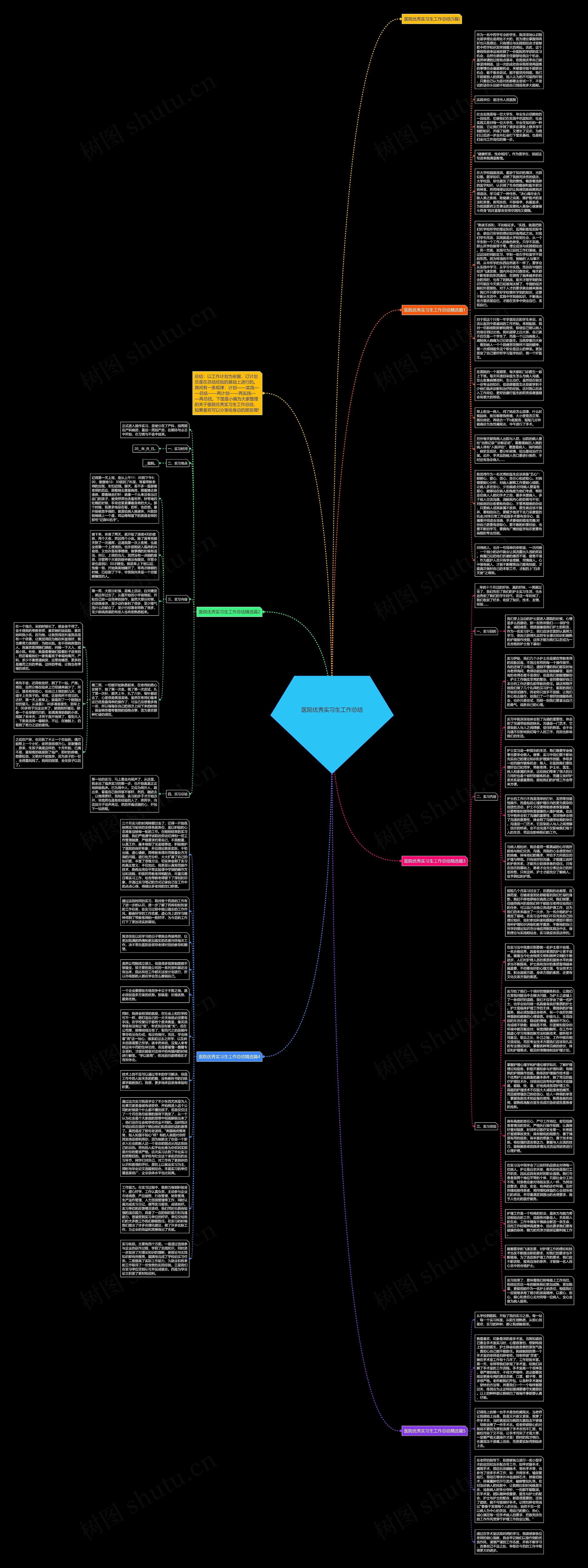 医院优秀实习生工作总结思维导图