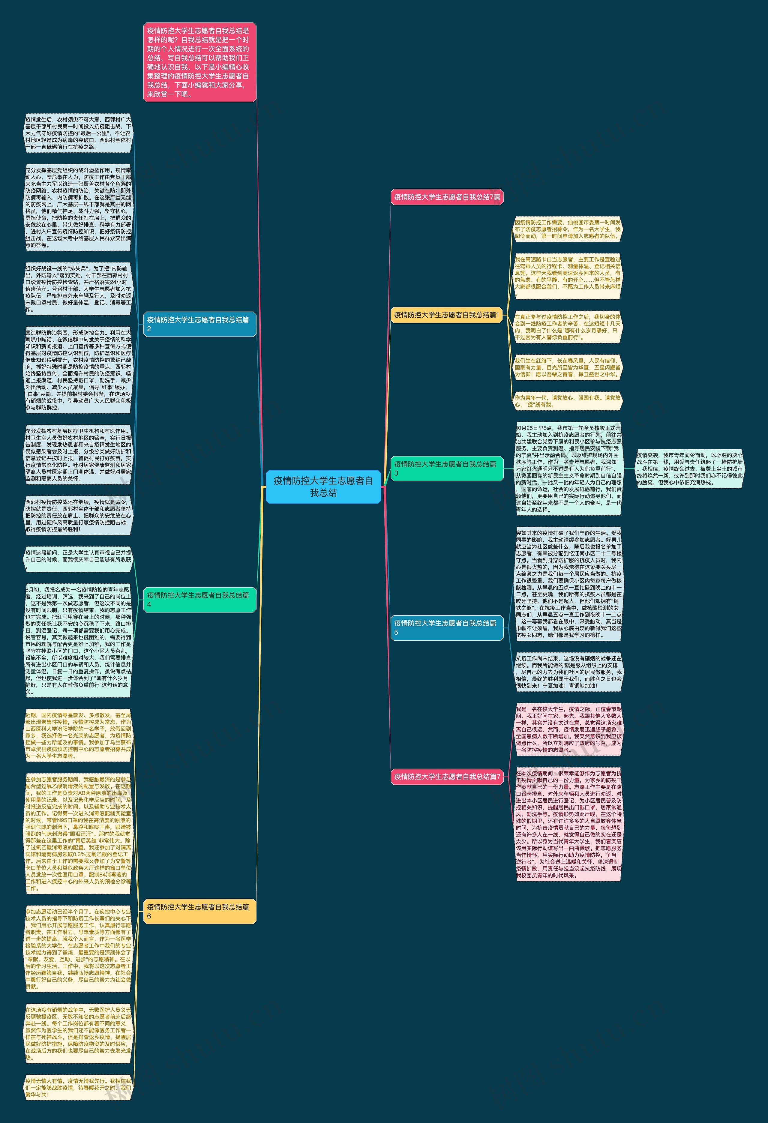 疫情防控大学生志愿者自我总结思维导图