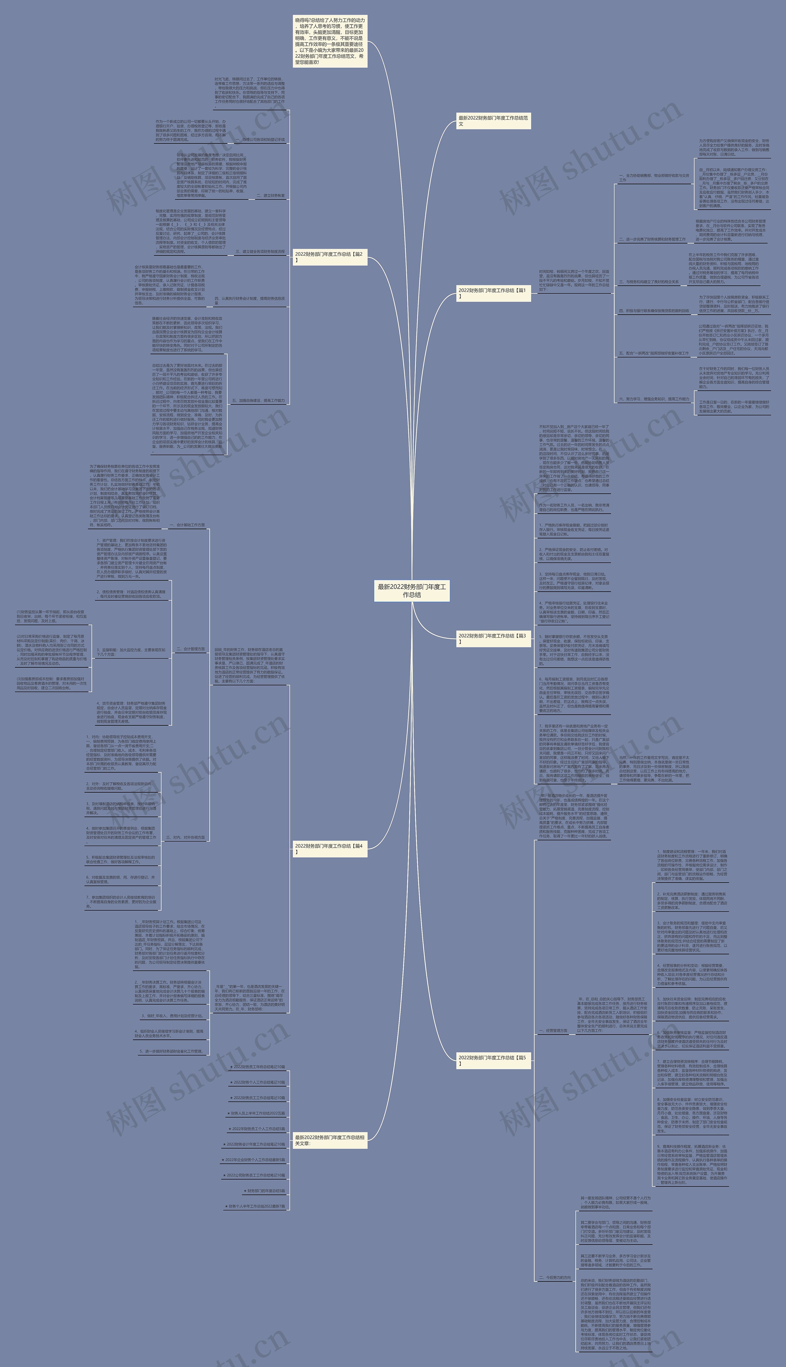 最新2022财务部门年度工作总结思维导图