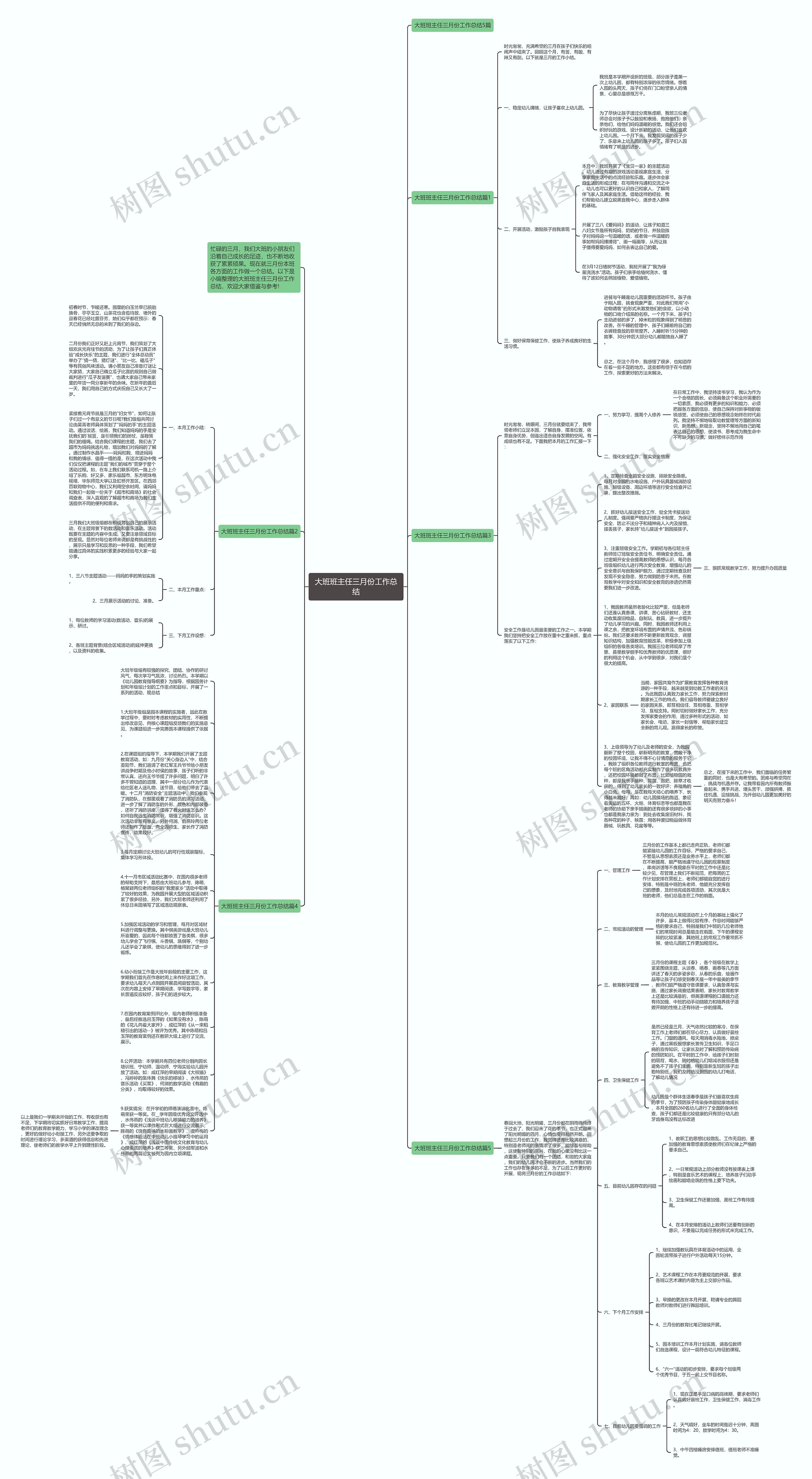 大班班主任三月份工作总结思维导图