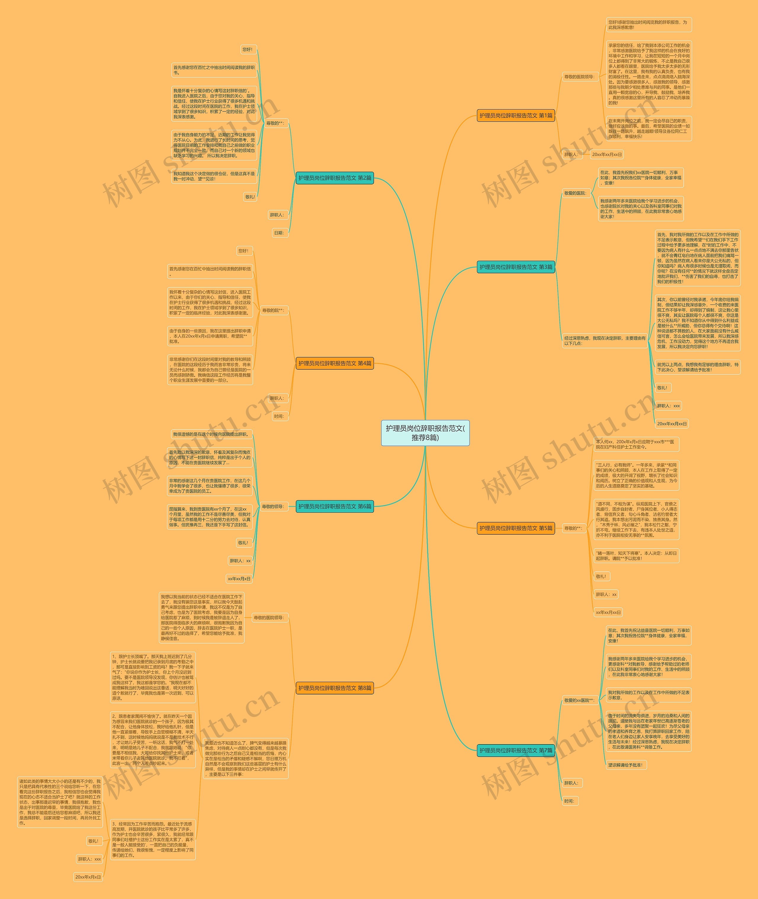 护理员岗位辞职报告范文(推荐8篇)思维导图