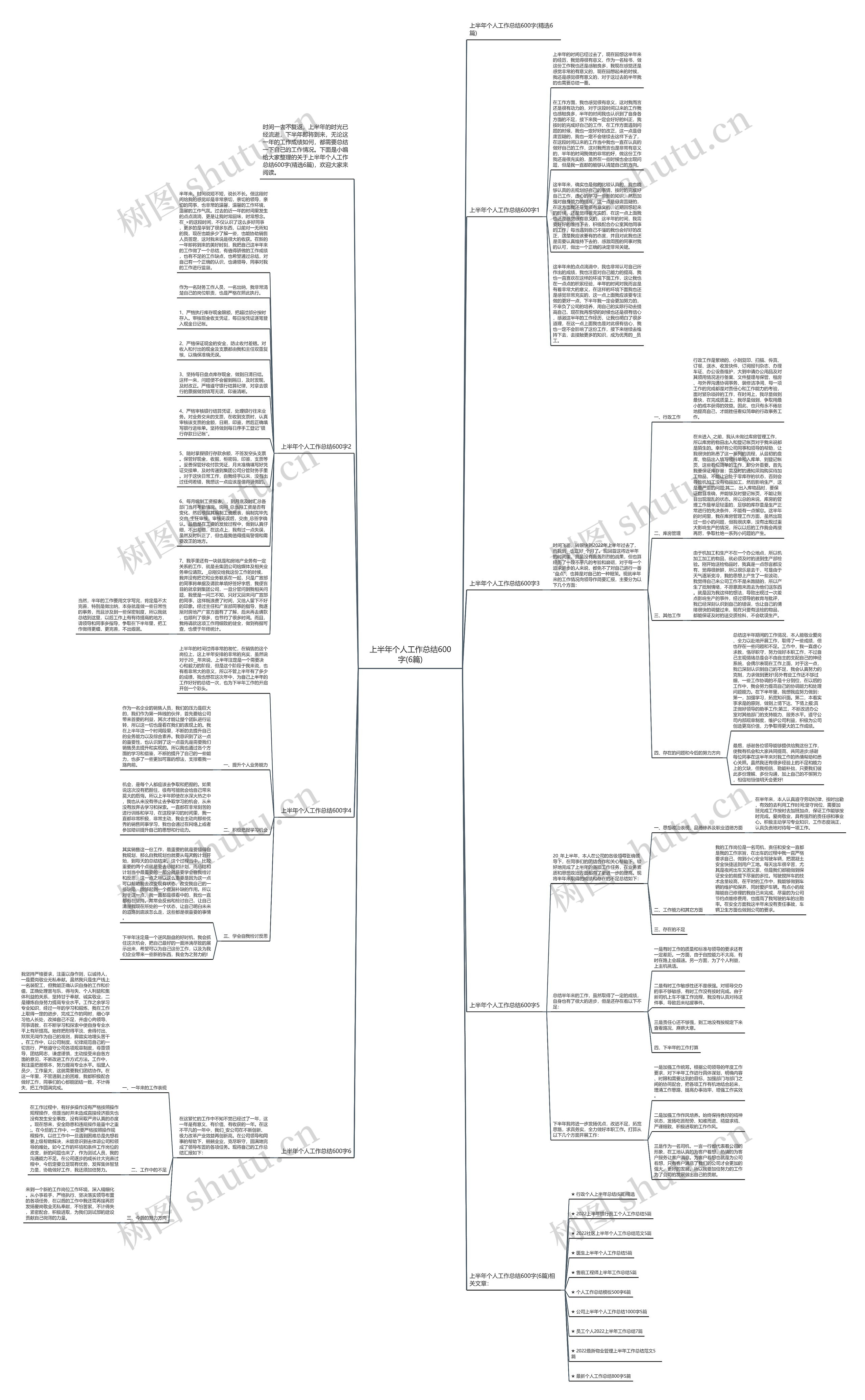 上半年个人工作总结600字(6篇)思维导图