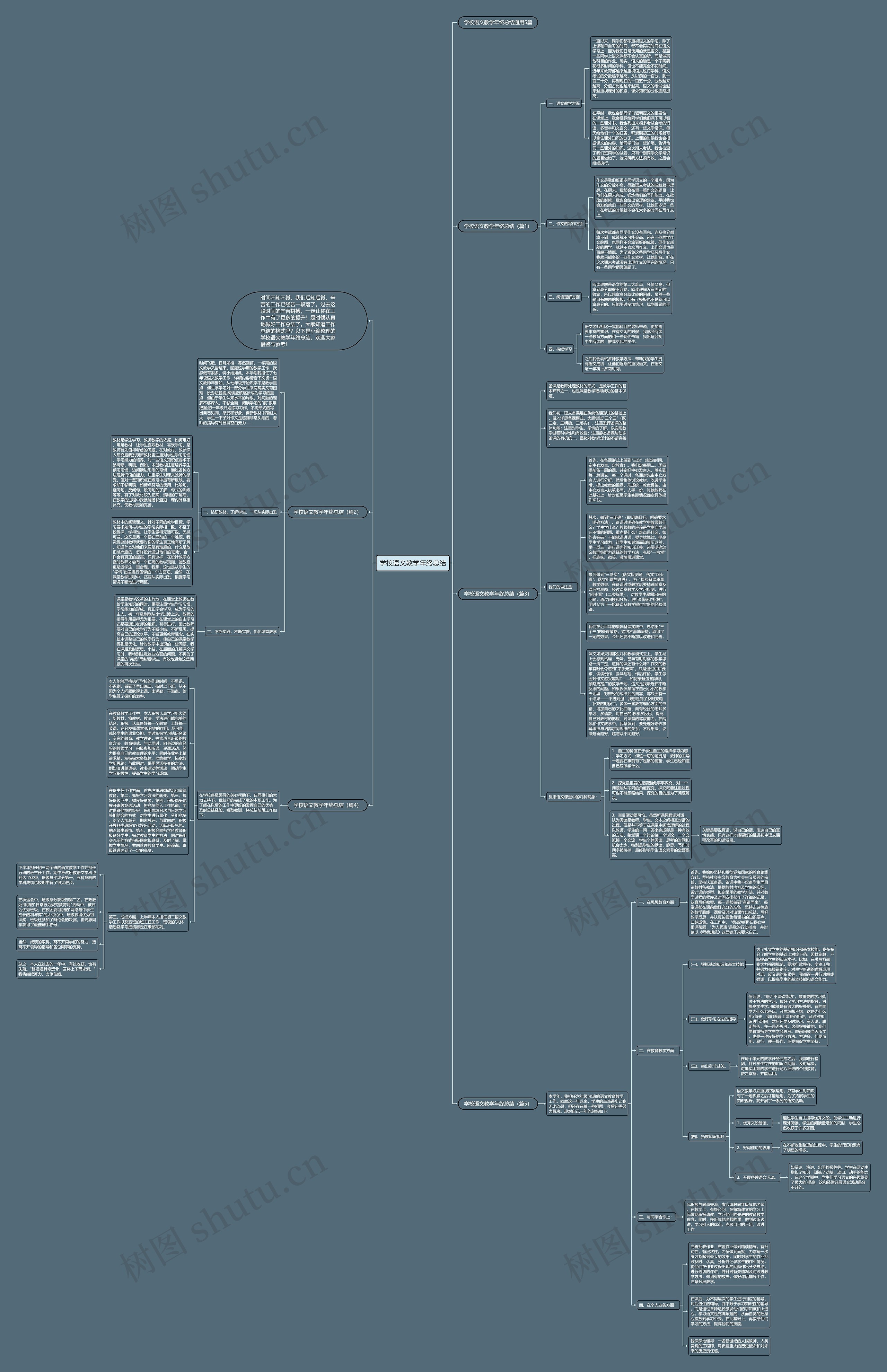 学校语文教学年终总结思维导图