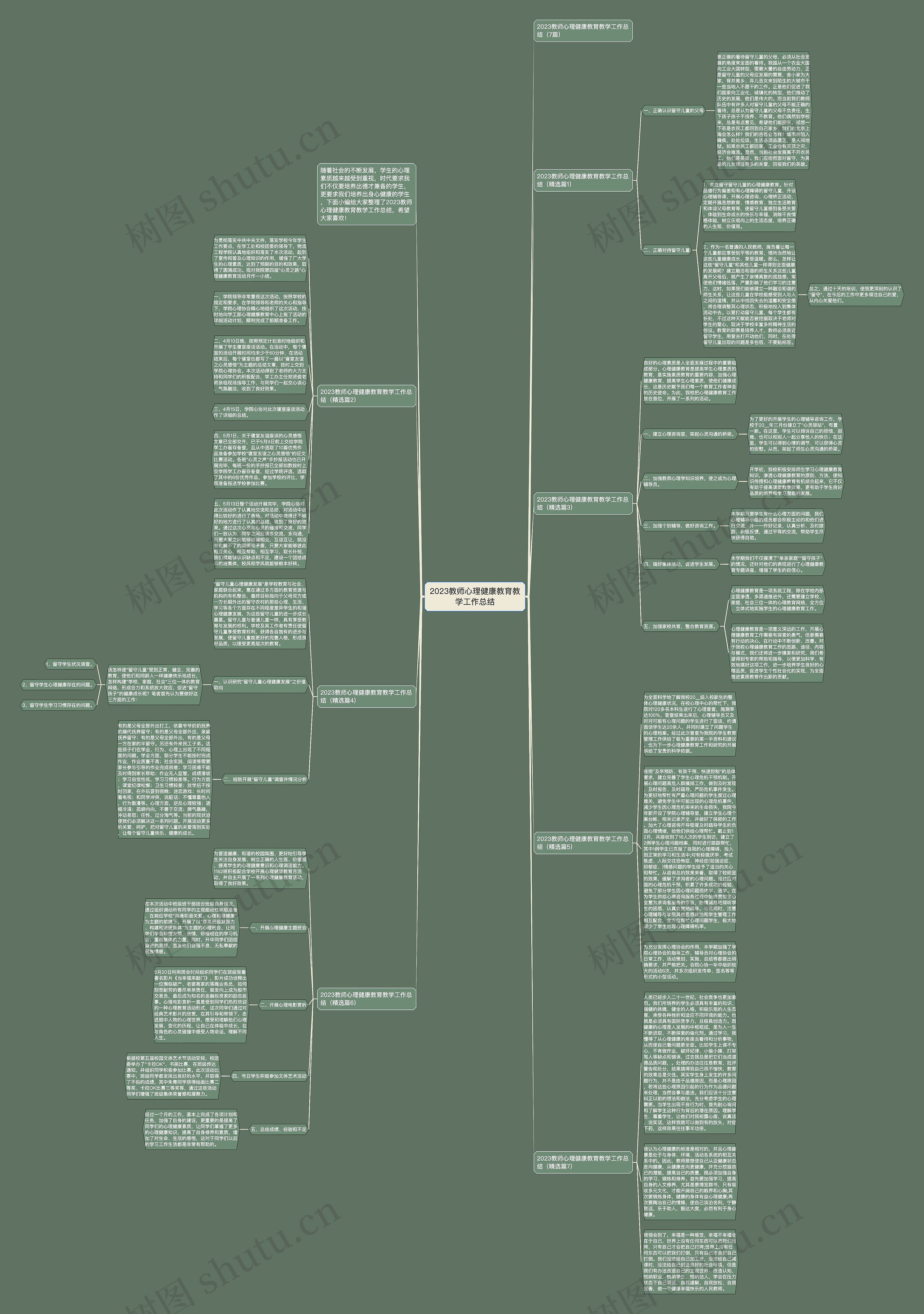 2023教师心理健康教育教学工作总结思维导图