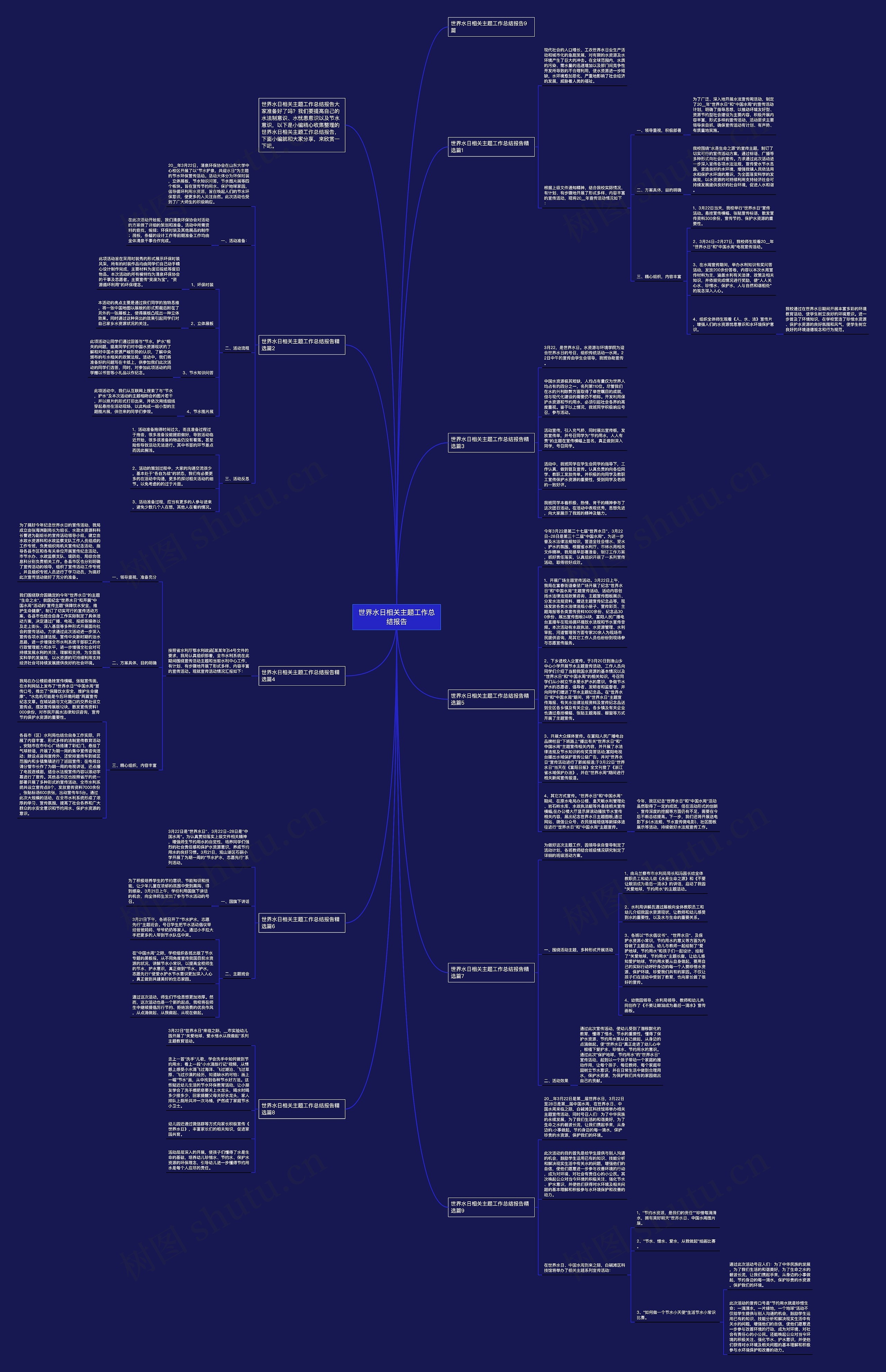 世界水日相关主题工作总结报告思维导图