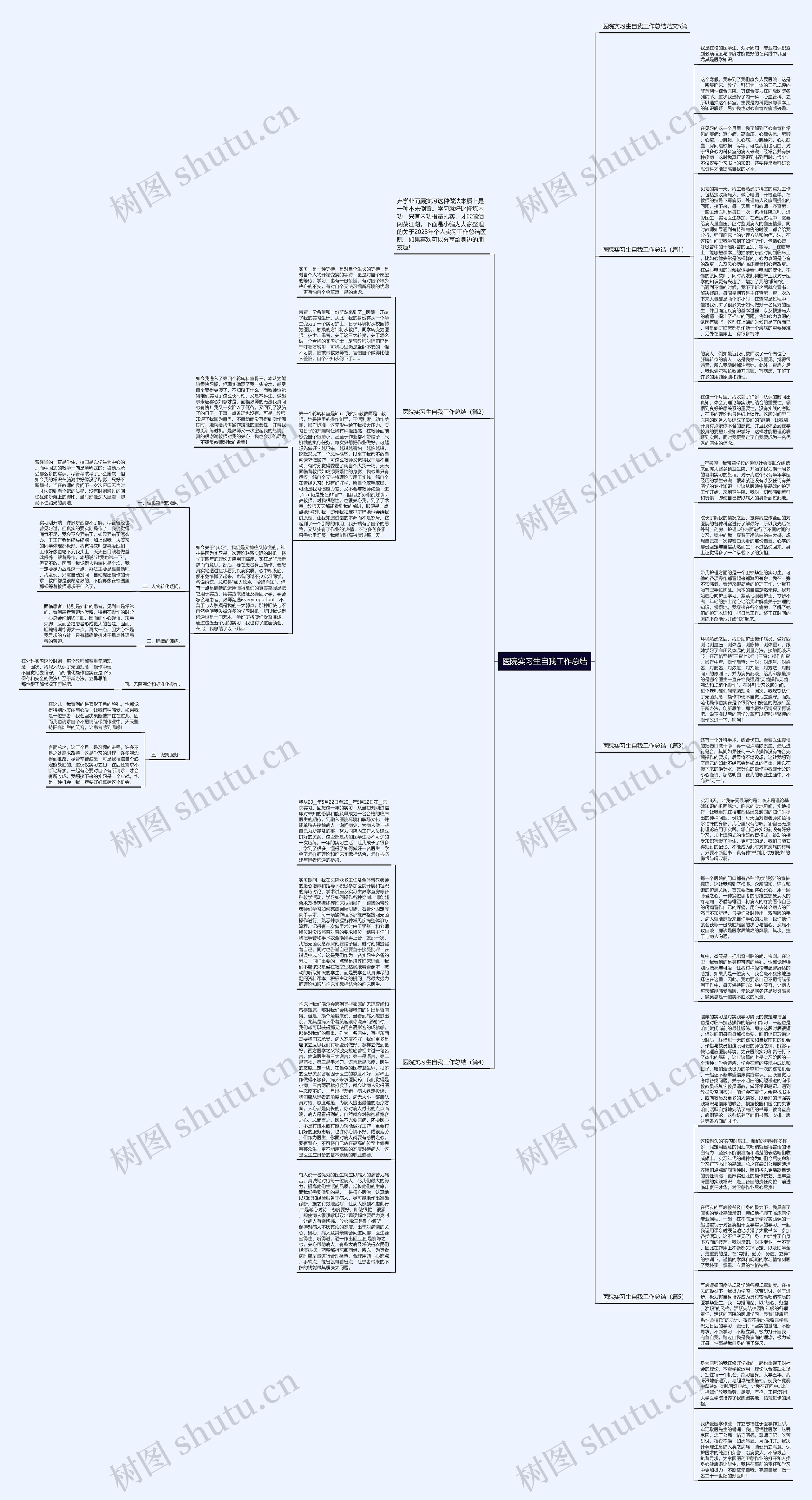 医院实习生自我工作总结思维导图