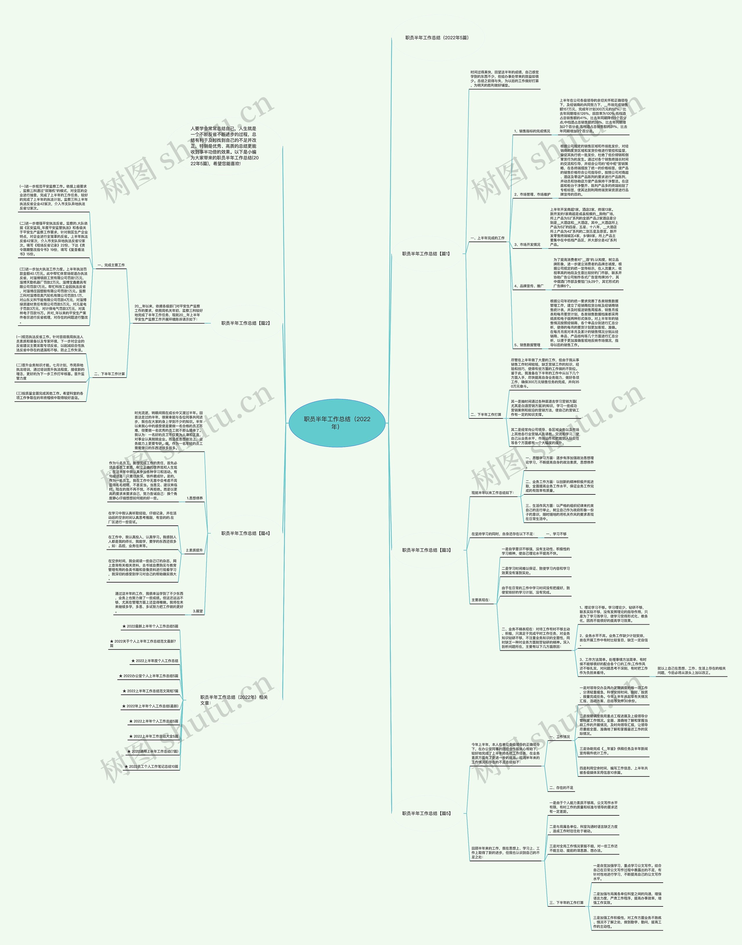 职员半年工作总结（2022年）思维导图