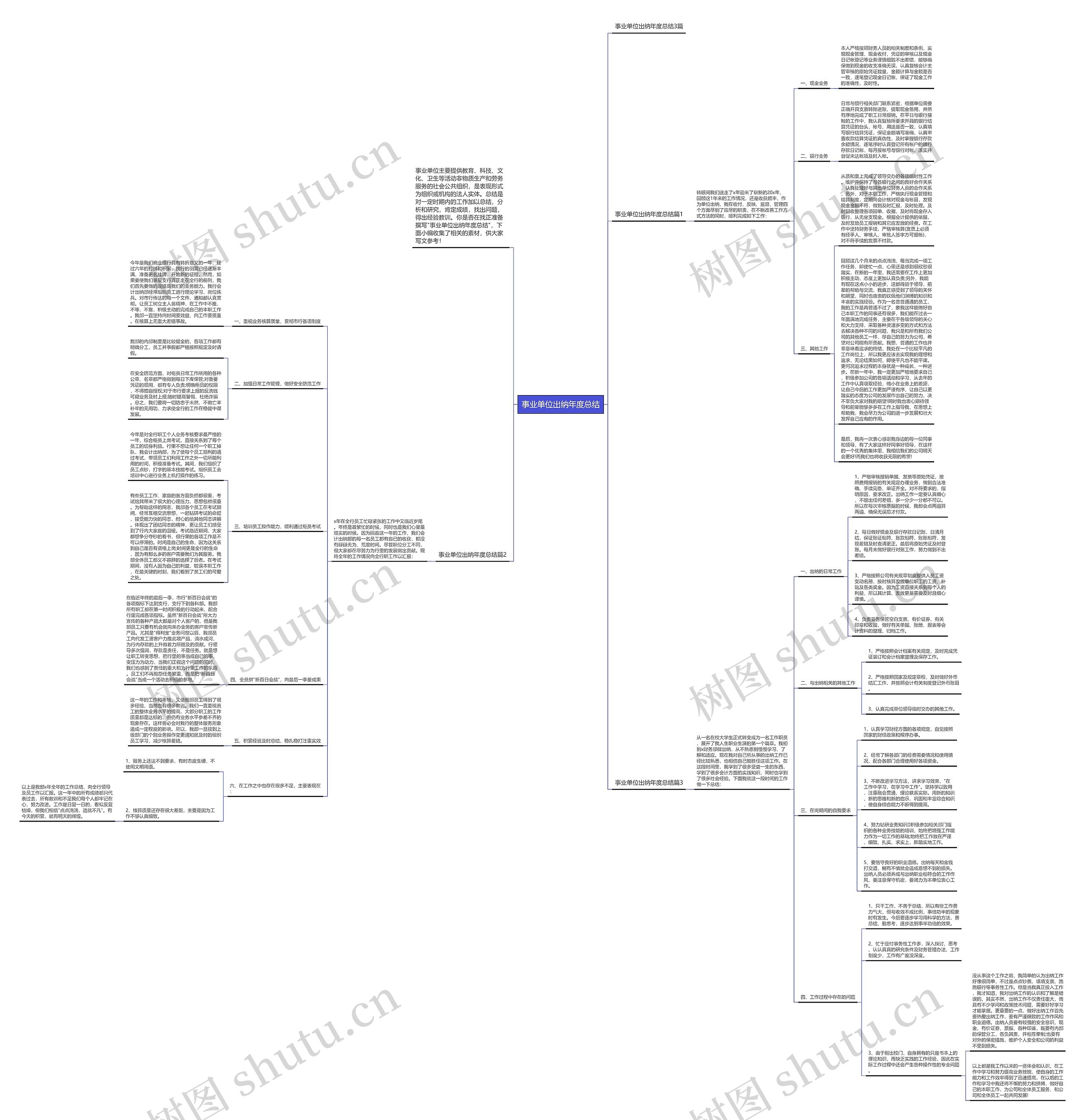 事业单位出纳年度总结思维导图