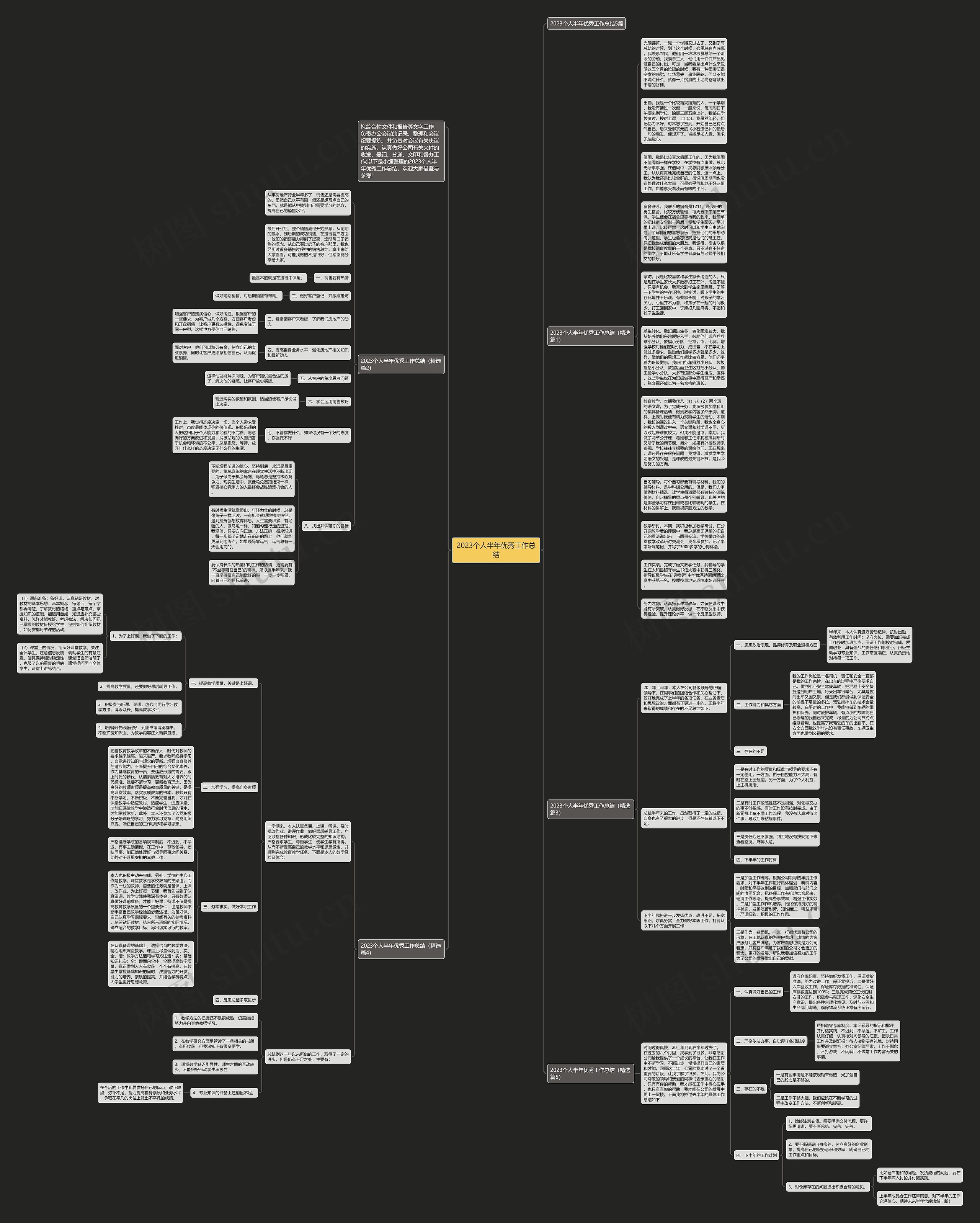 2023个人半年优秀工作总结思维导图