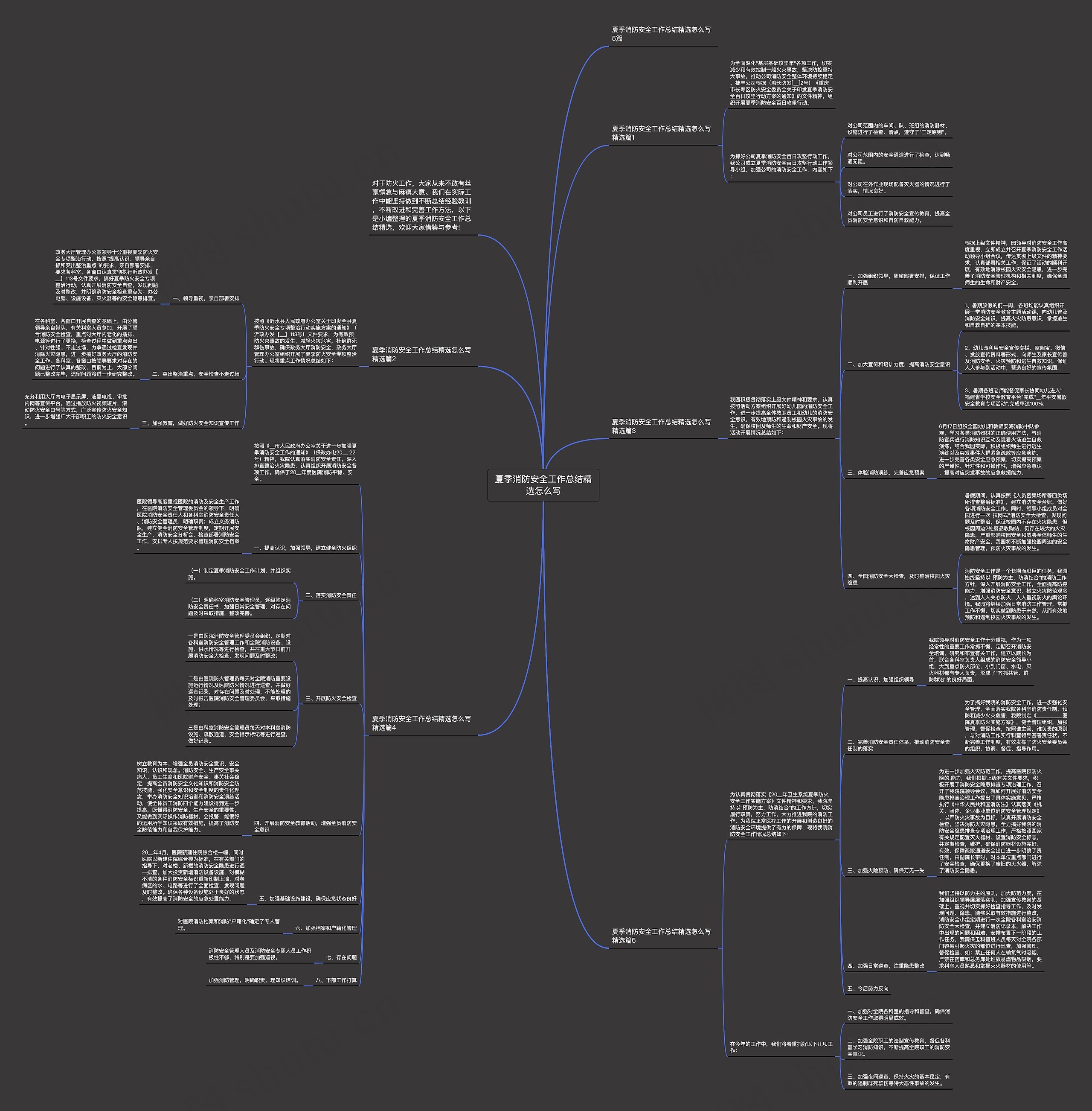 夏季消防安全工作总结精选怎么写思维导图