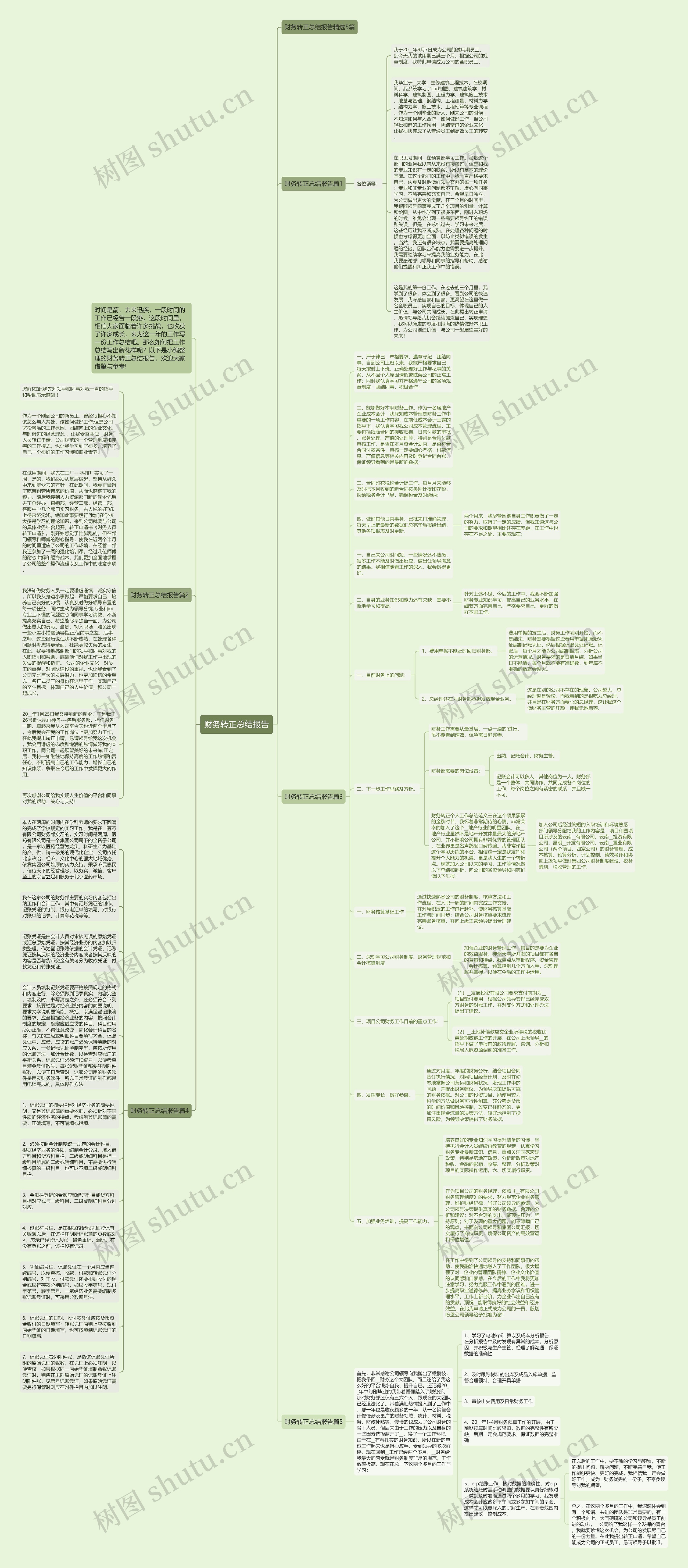 财务转正总结报告思维导图