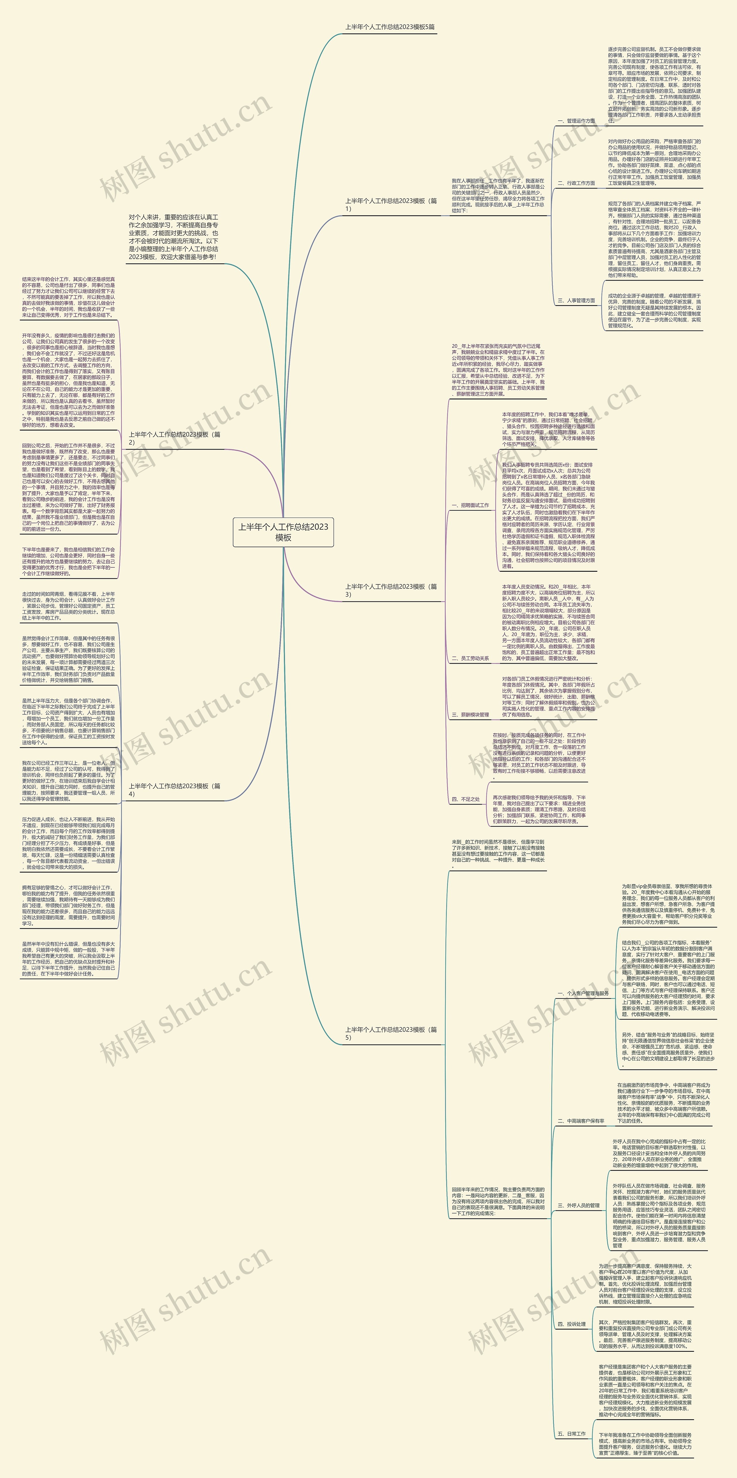 上半年个人工作总结2023思维导图