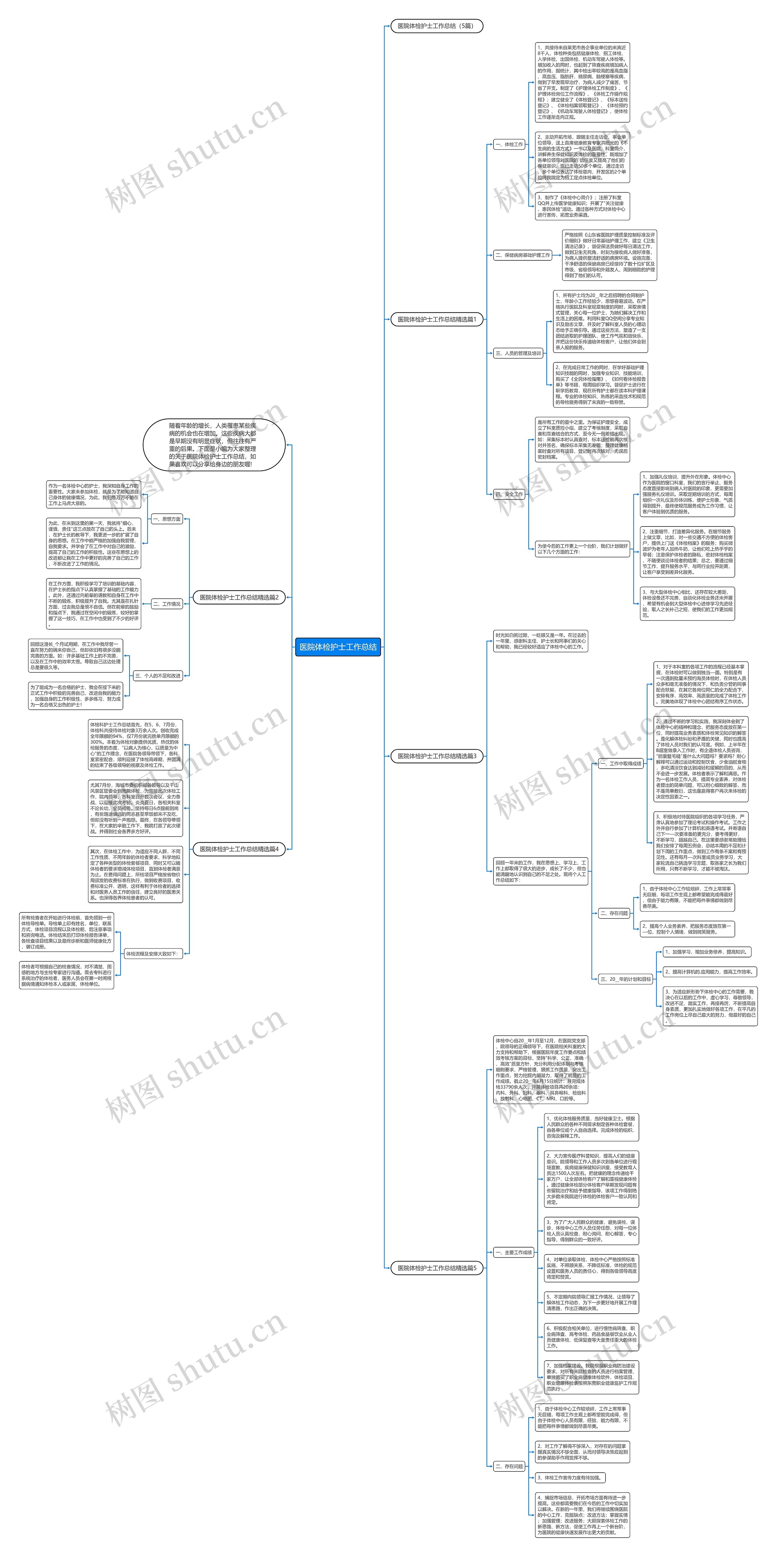 医院体检护士工作总结思维导图