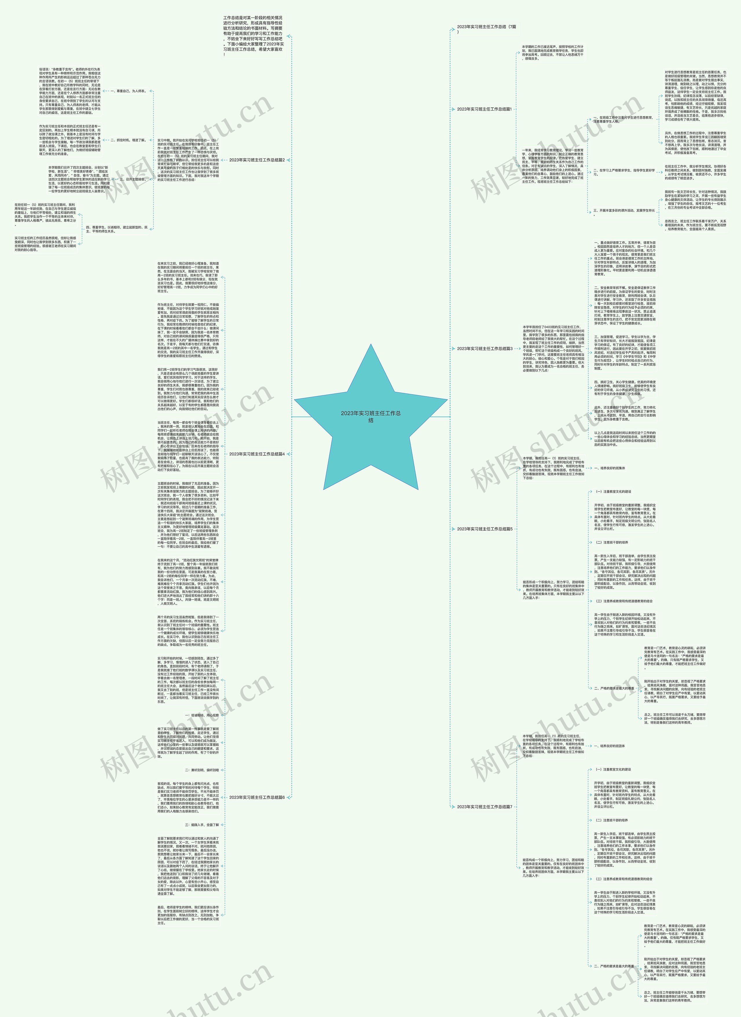 2023年实习班主任工作总结思维导图