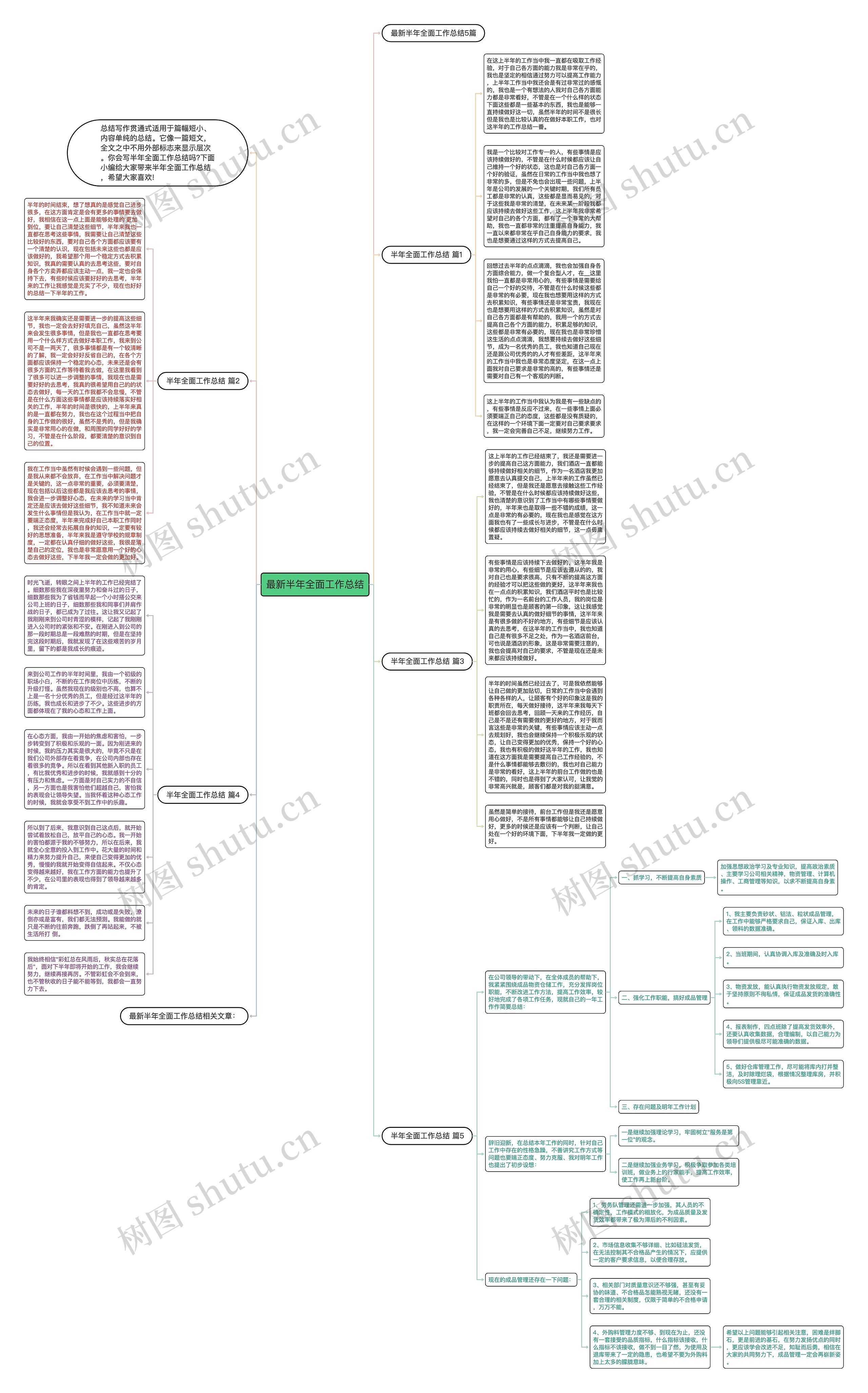 最新半年全面工作总结思维导图