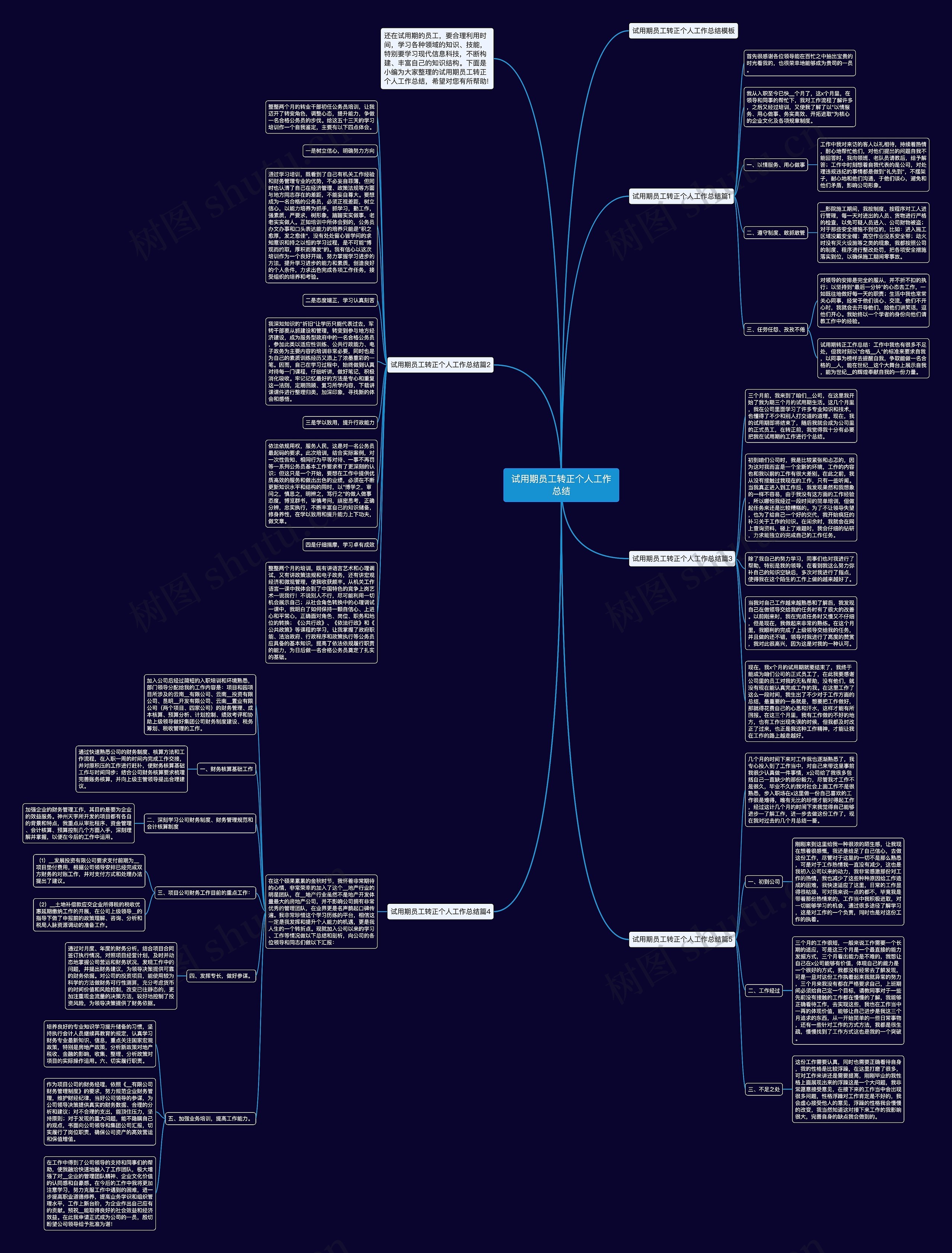 试用期员工转正个人工作总结思维导图