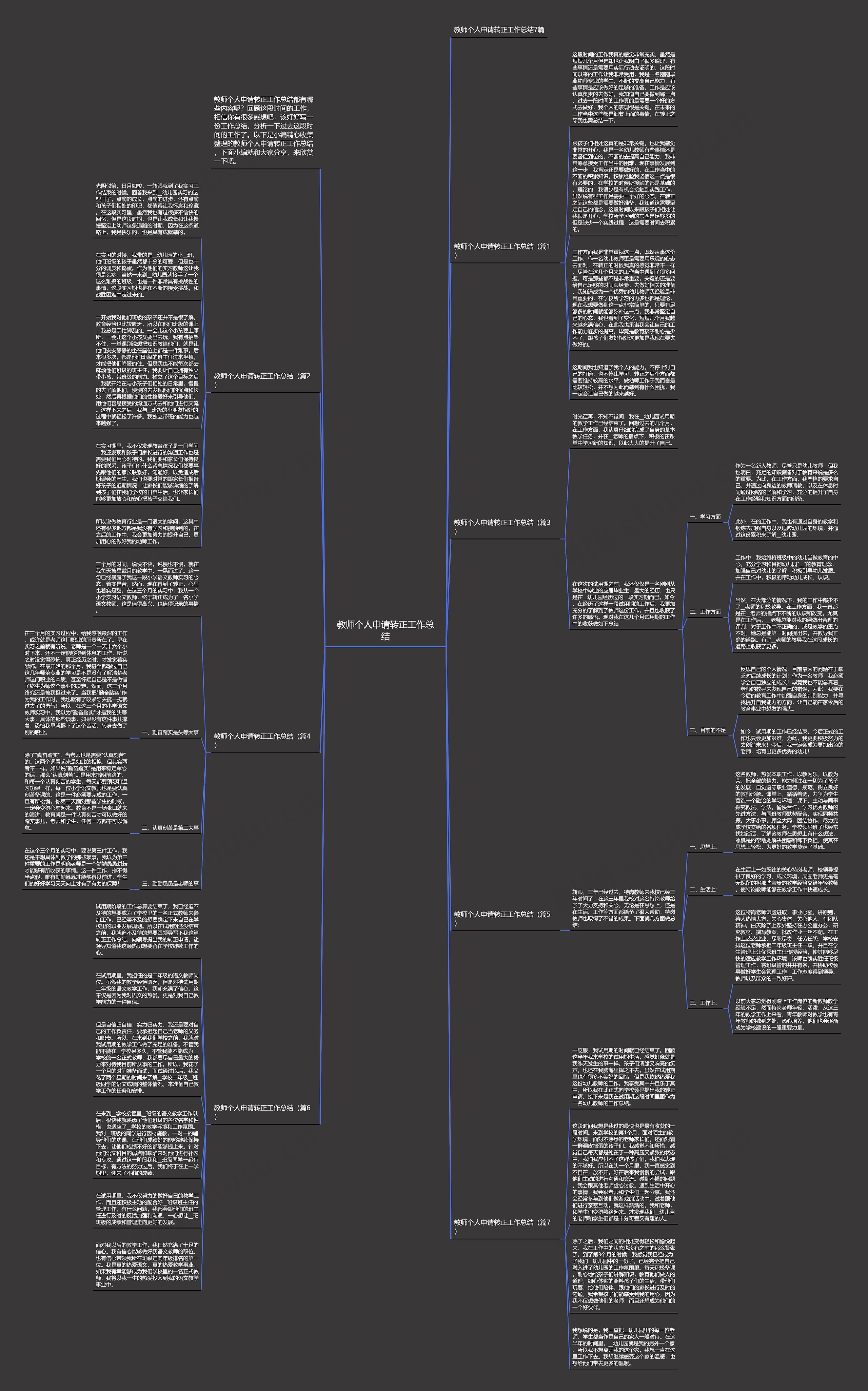 教师个人申请转正工作总结思维导图