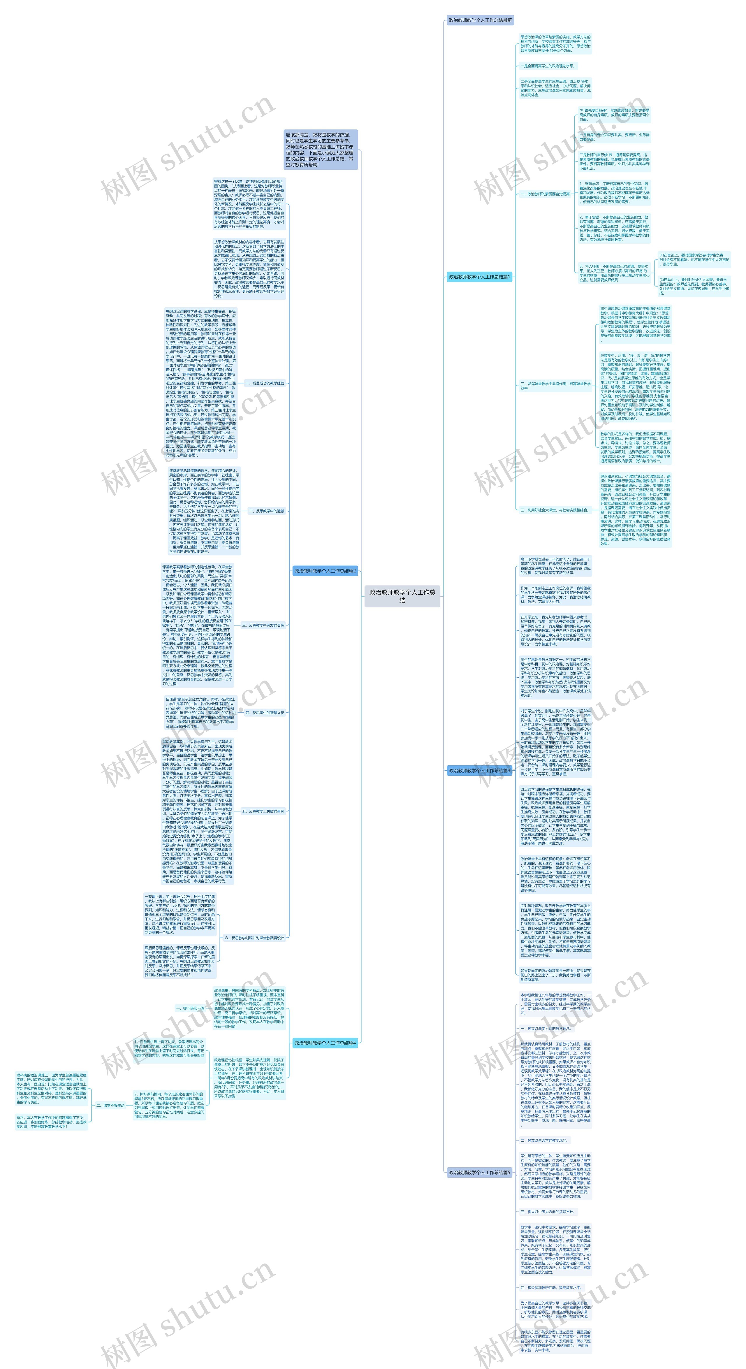 政治教师教学个人工作总结思维导图