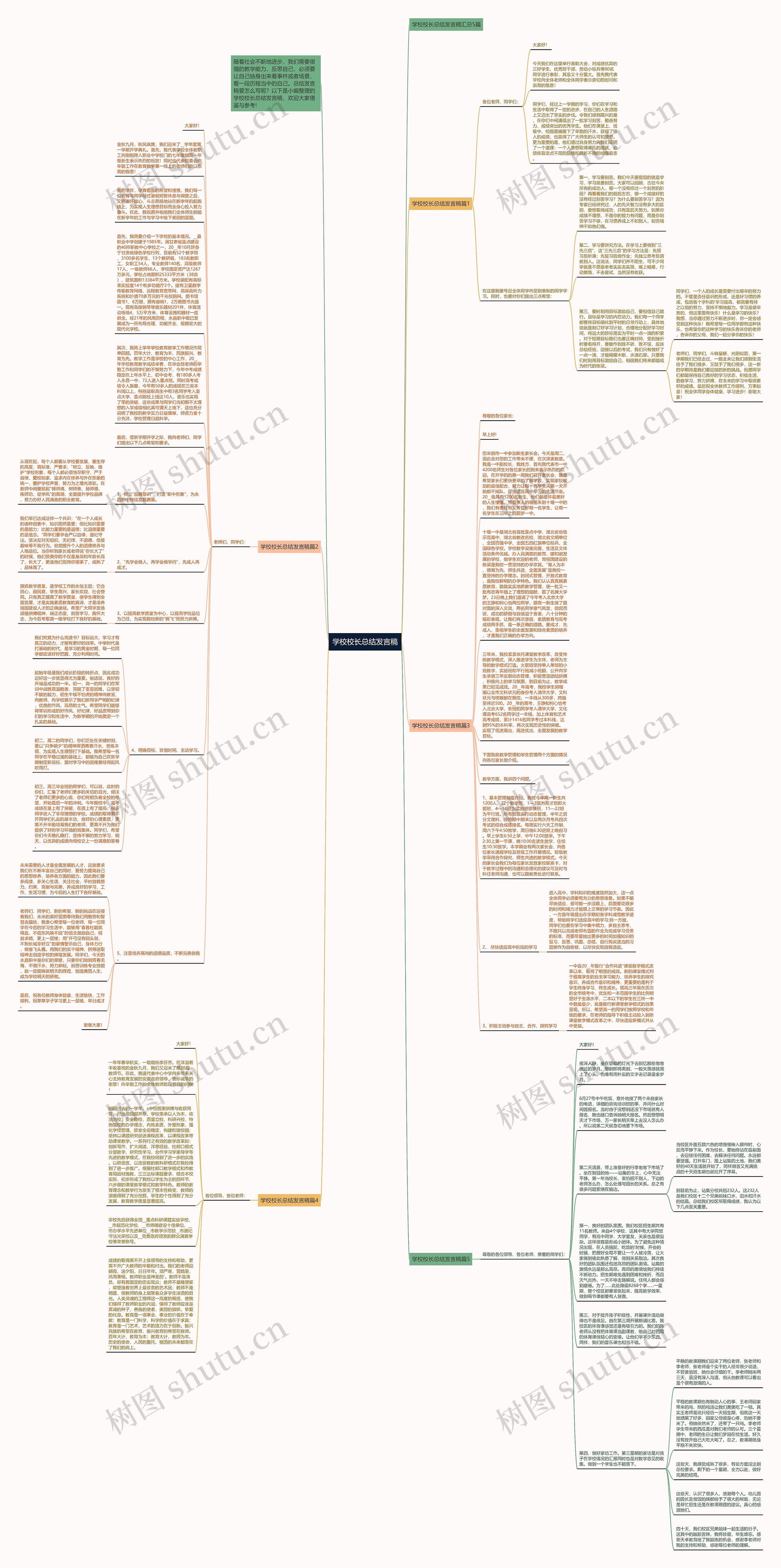学校校长总结发言稿思维导图