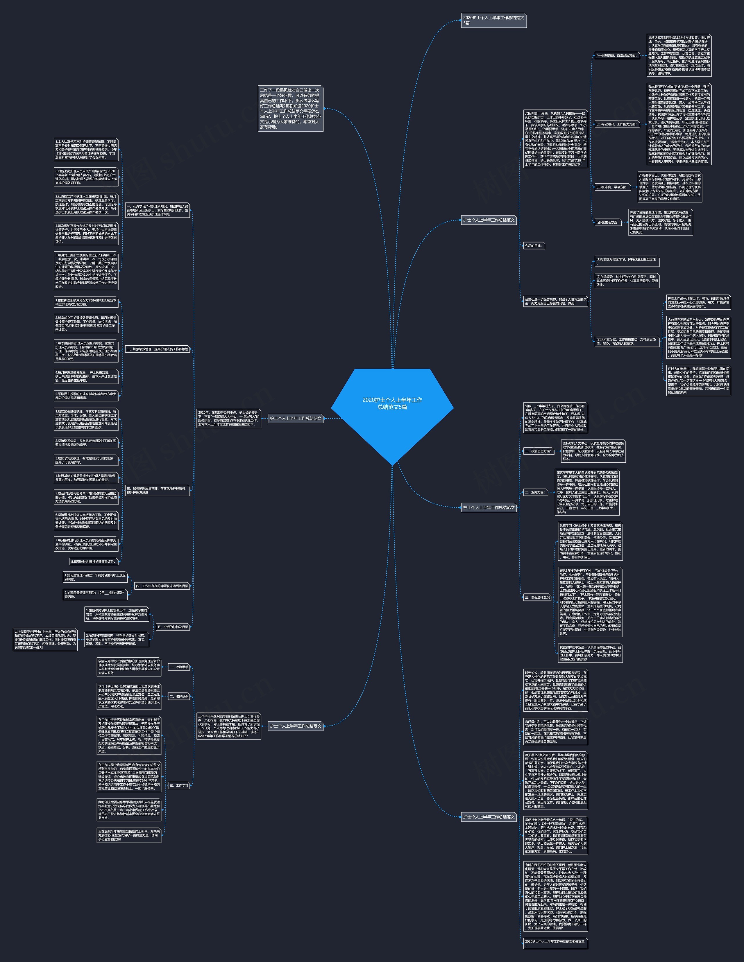 2020护士个人上半年工作总结范文5篇思维导图