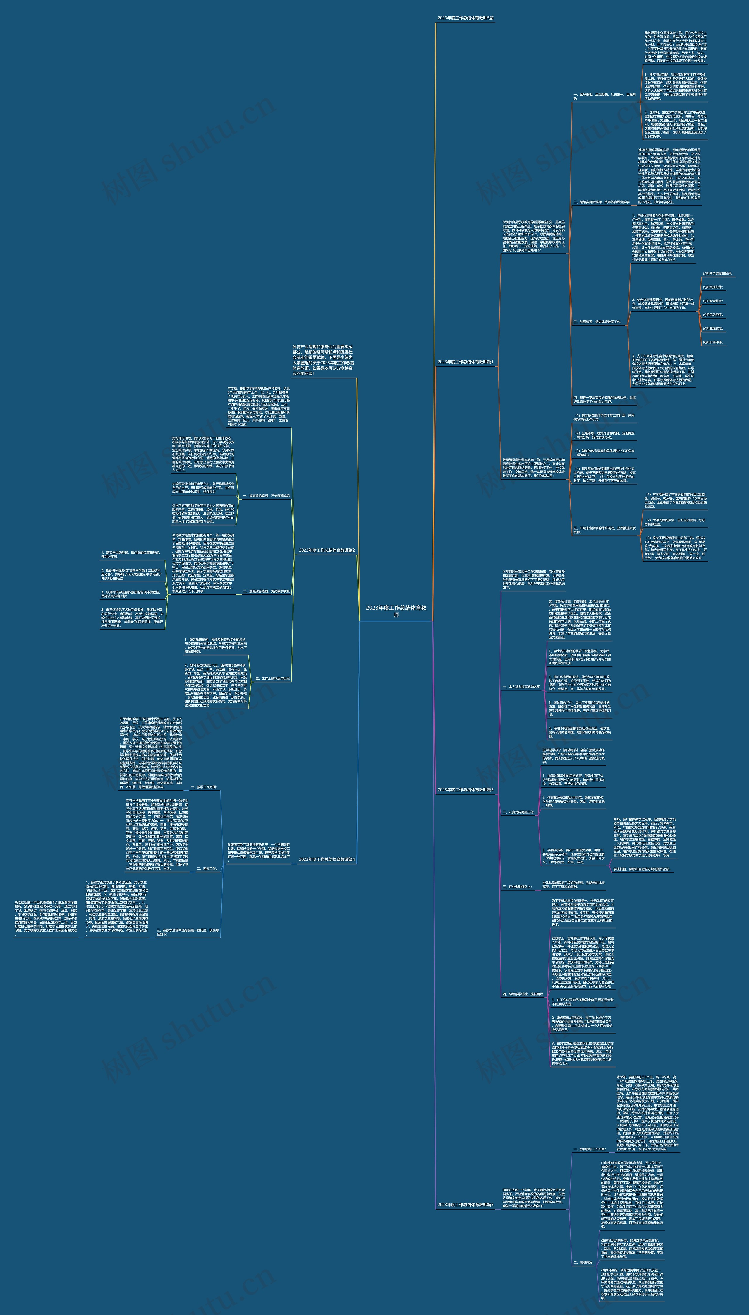 2023年度工作总结体育教师思维导图