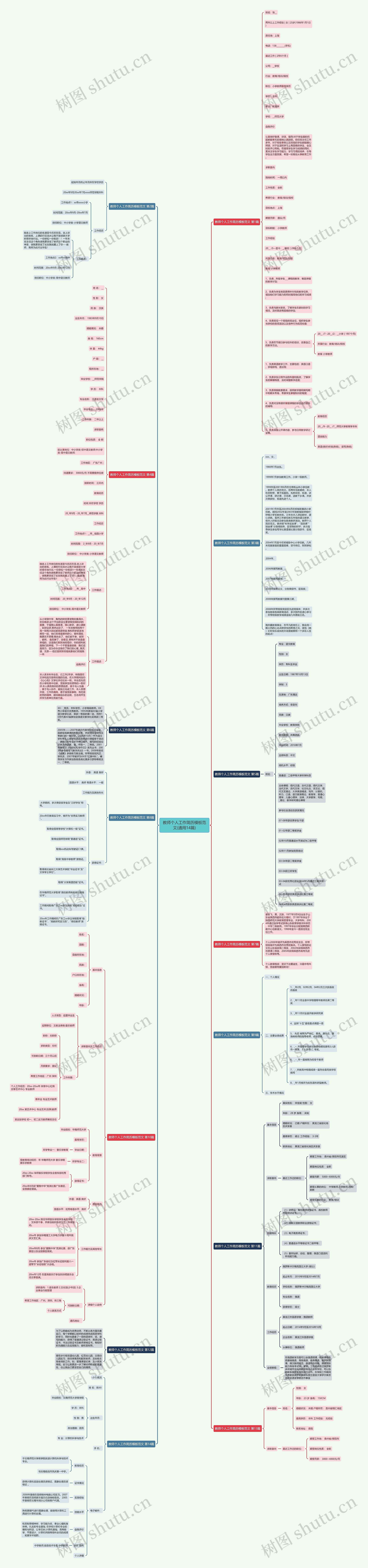 教师个人工作简历范文(通用14篇)思维导图