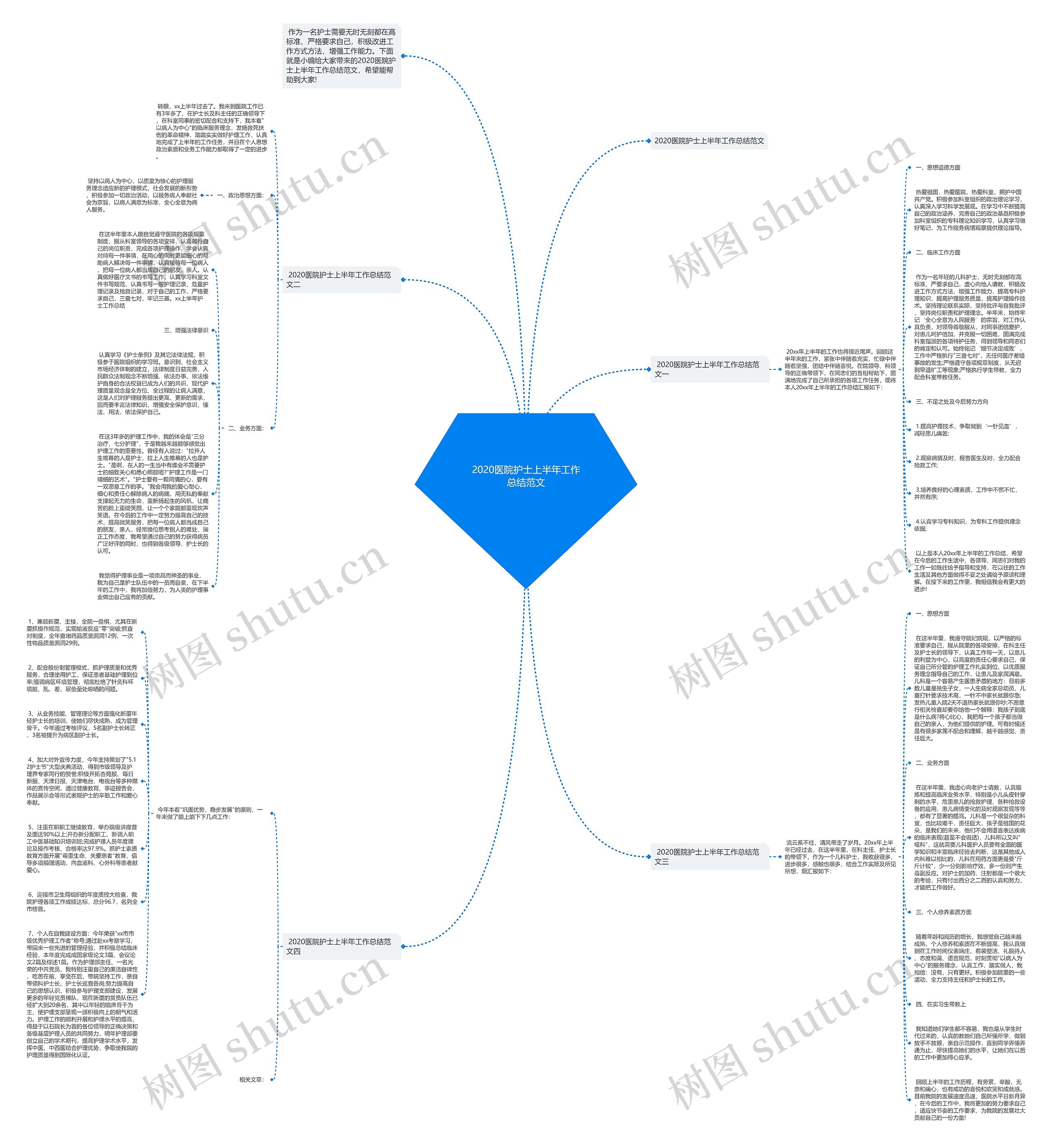 2020医院护士上半年工作总结范文思维导图