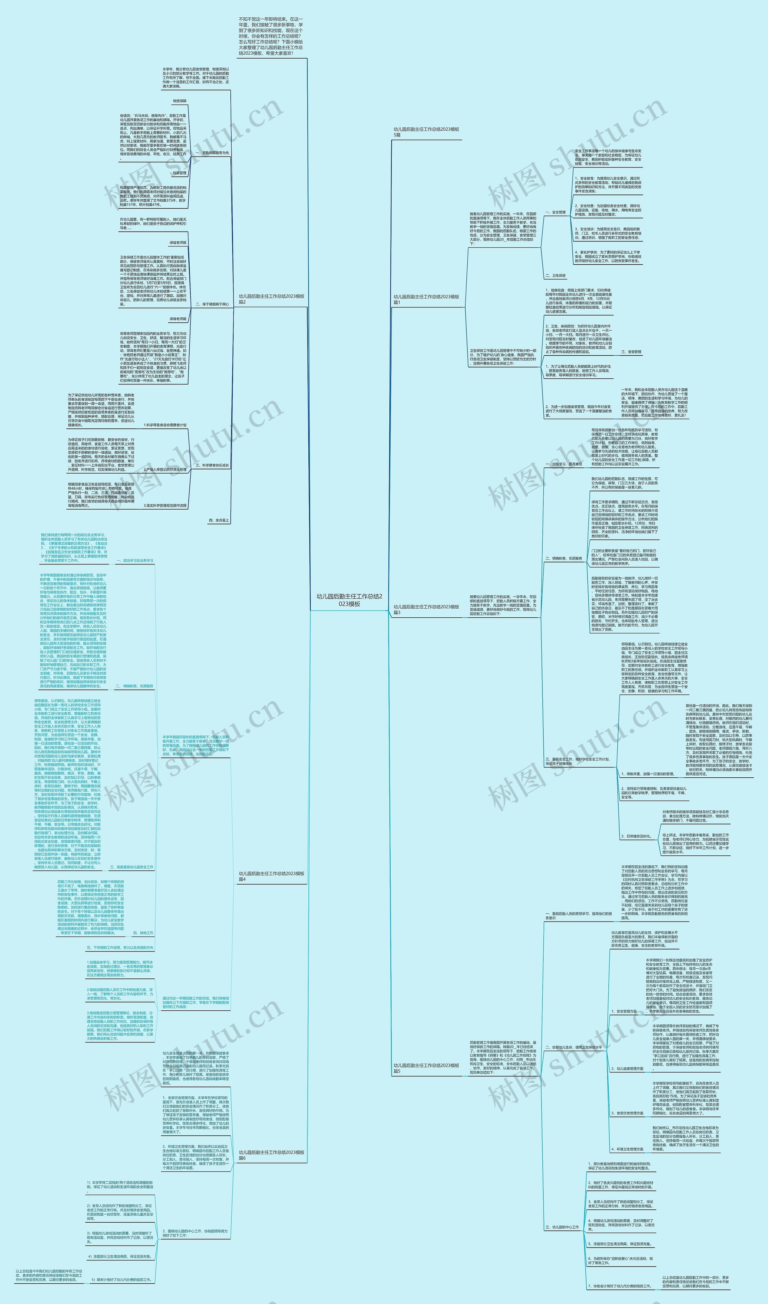幼儿园后勤主任工作总结2023思维导图