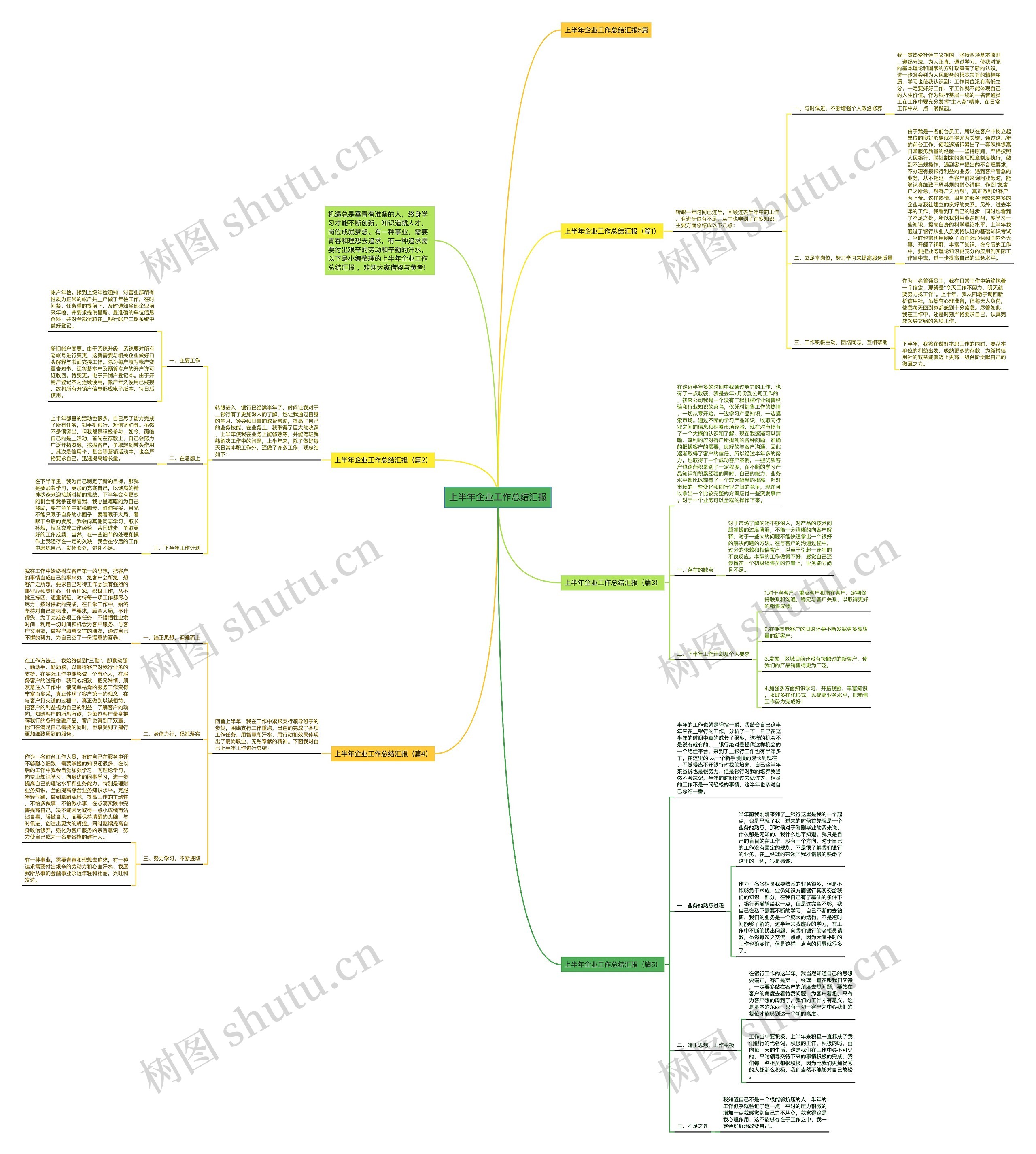 上半年企业工作总结汇报思维导图