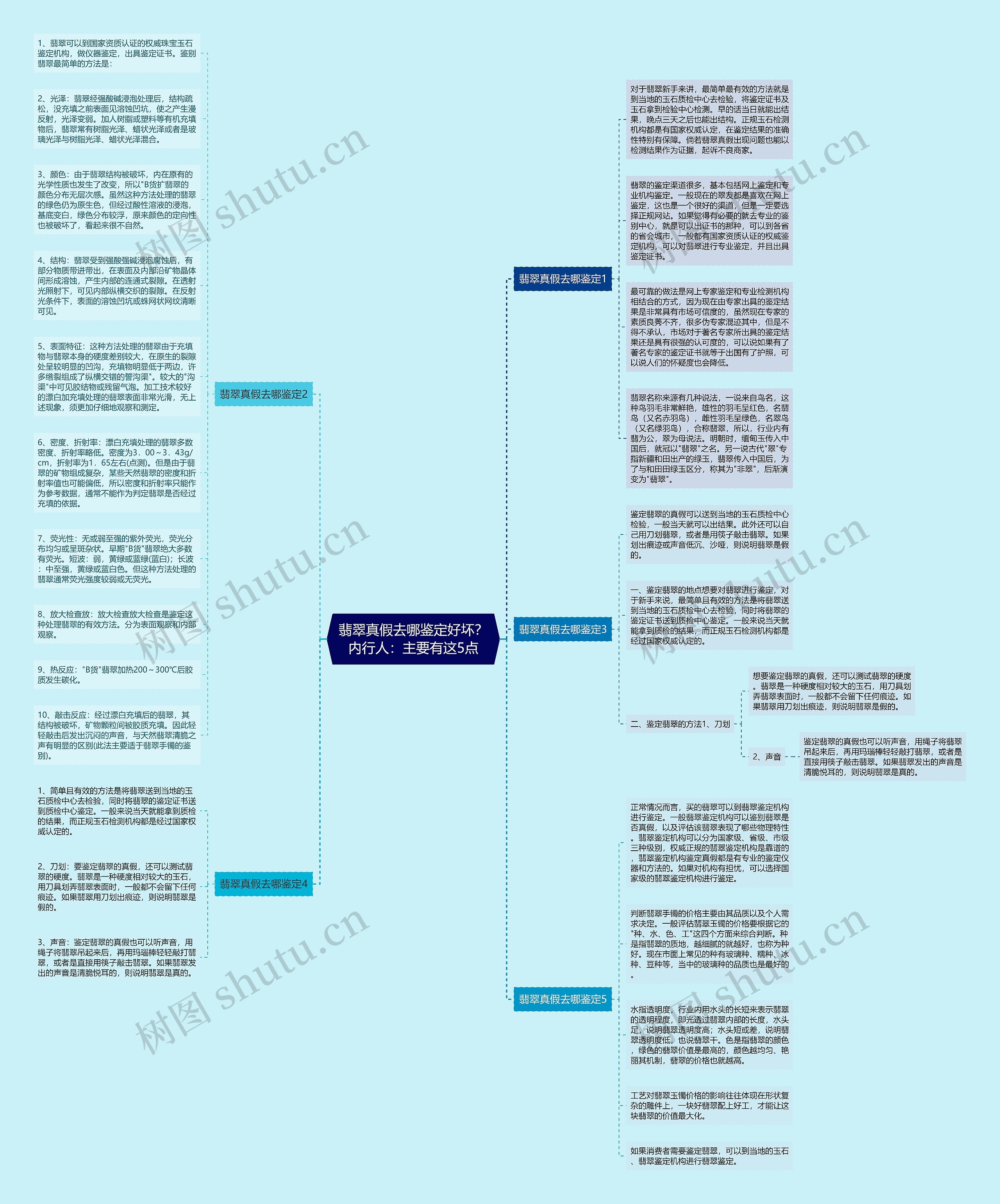 翡翠真假去哪鉴定好坏？内行人：主要有这5点思维导图