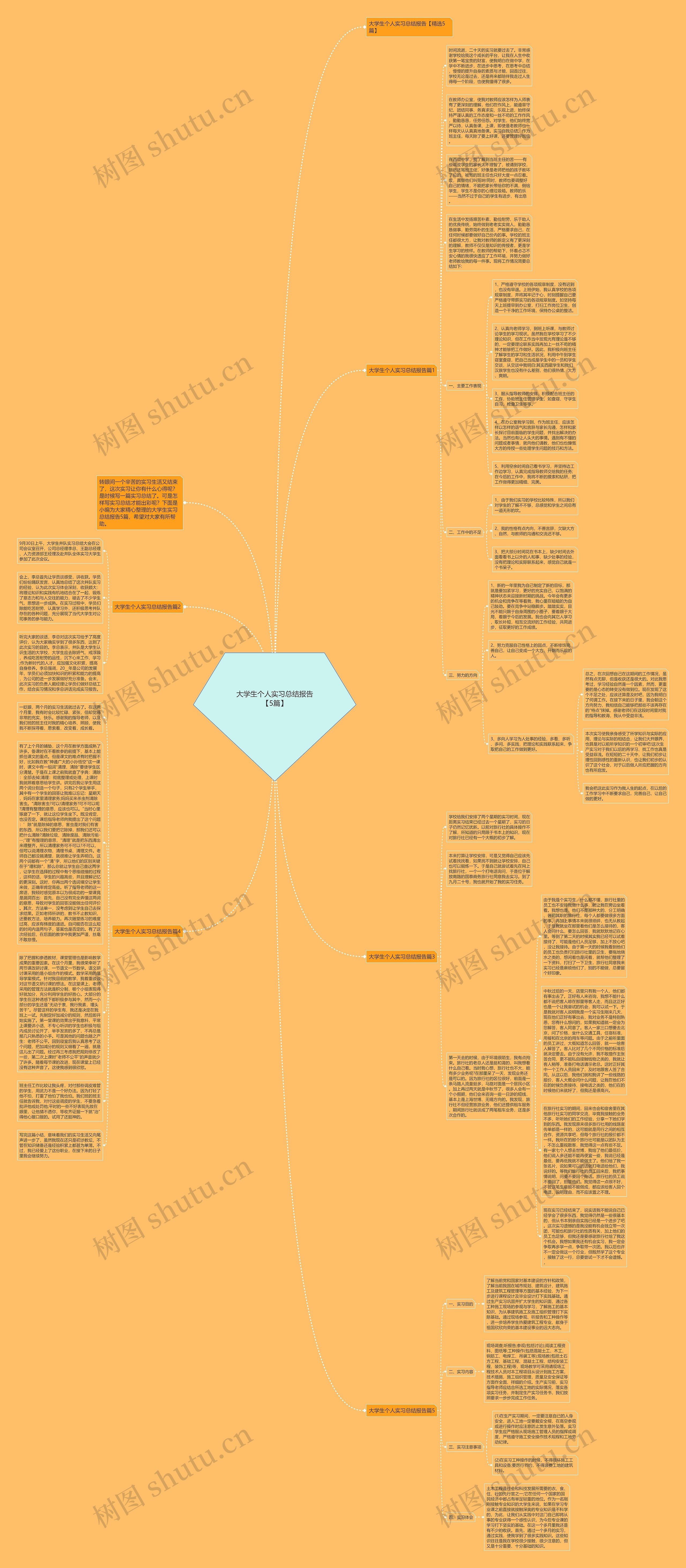 大学生个人实习总结报告【5篇】思维导图