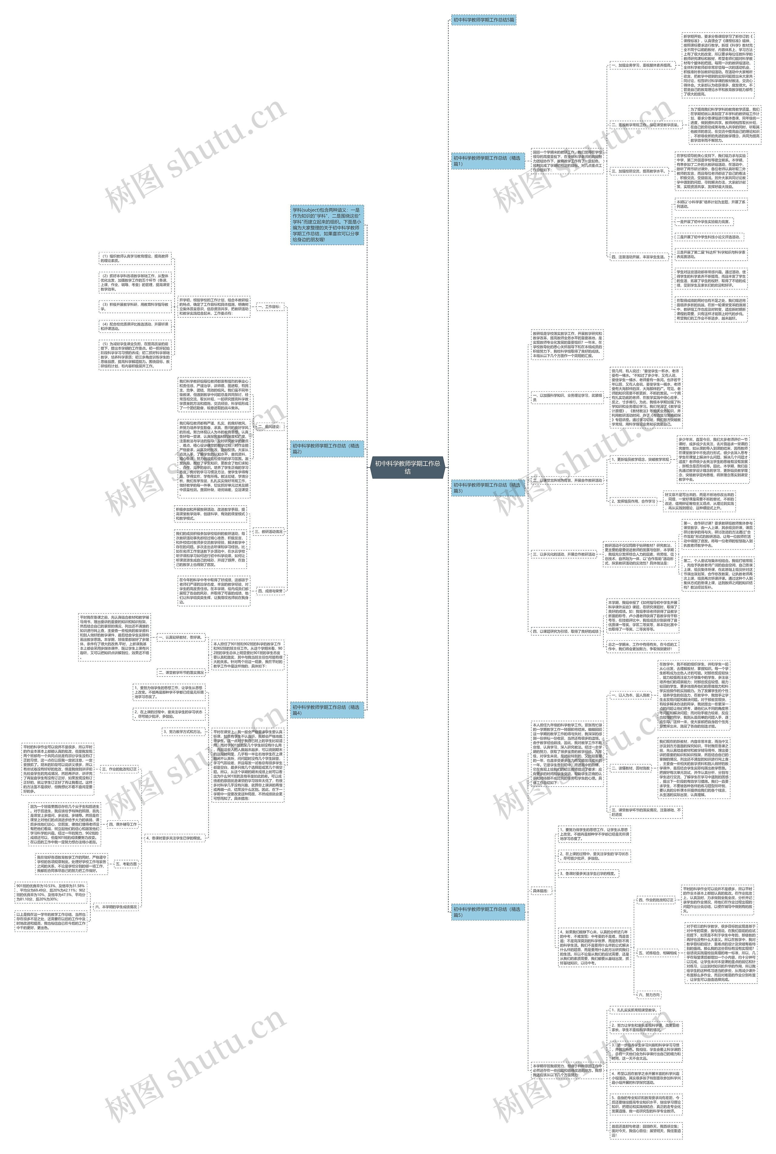 初中科学教师学期工作总结思维导图