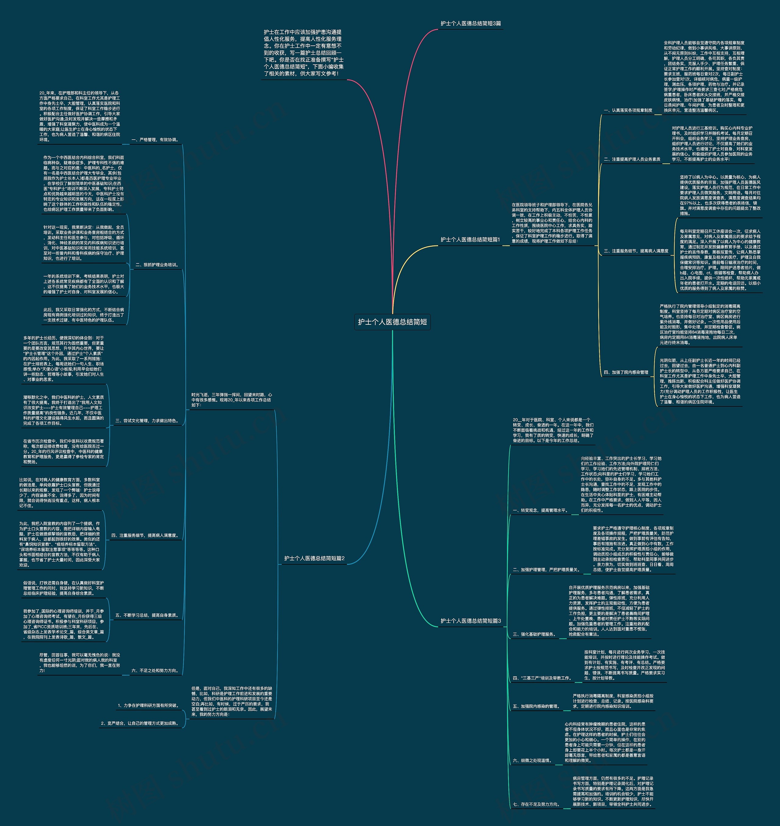 护士个人医德总结简短思维导图