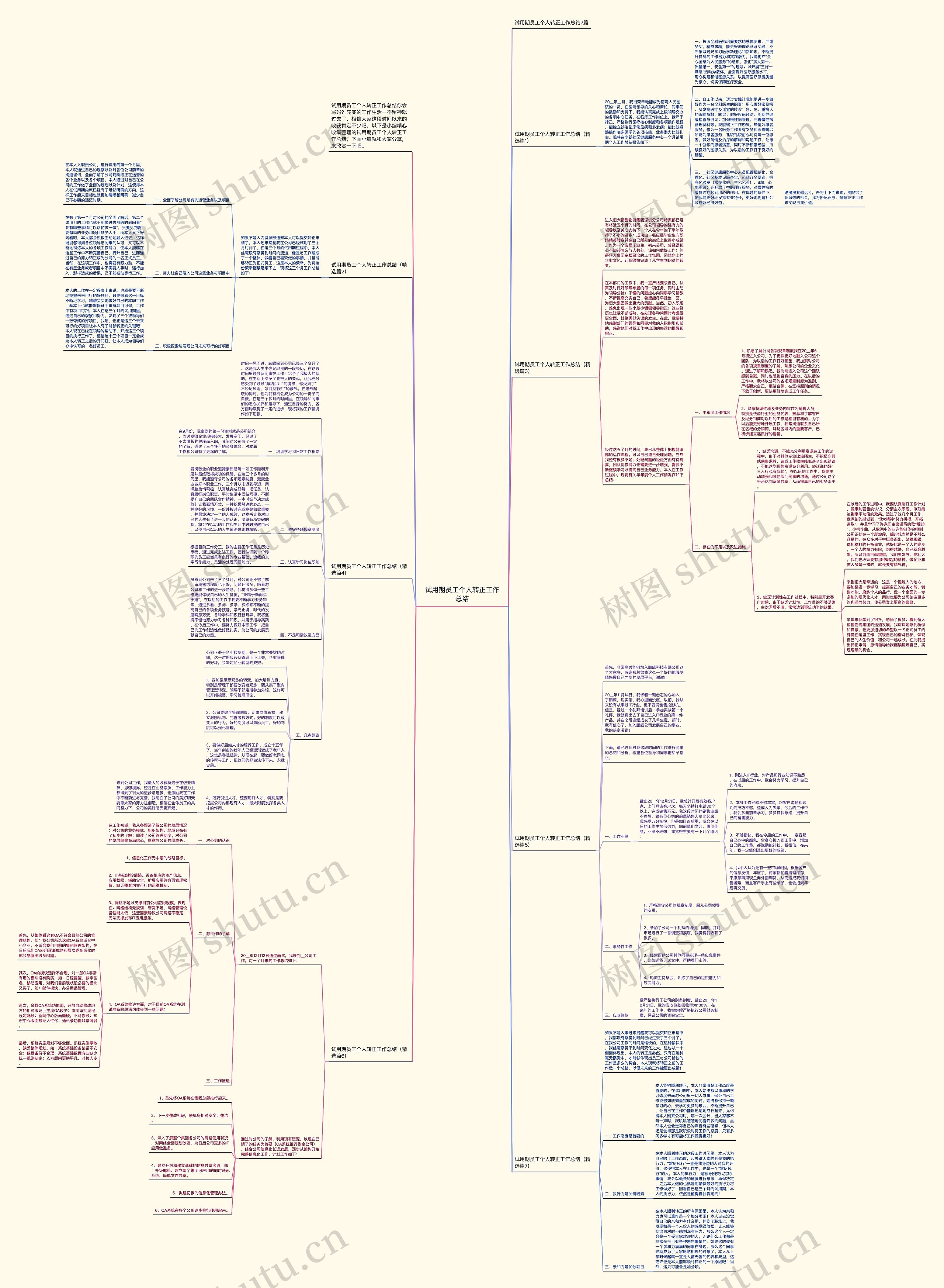 试用期员工个人转正工作总结思维导图
