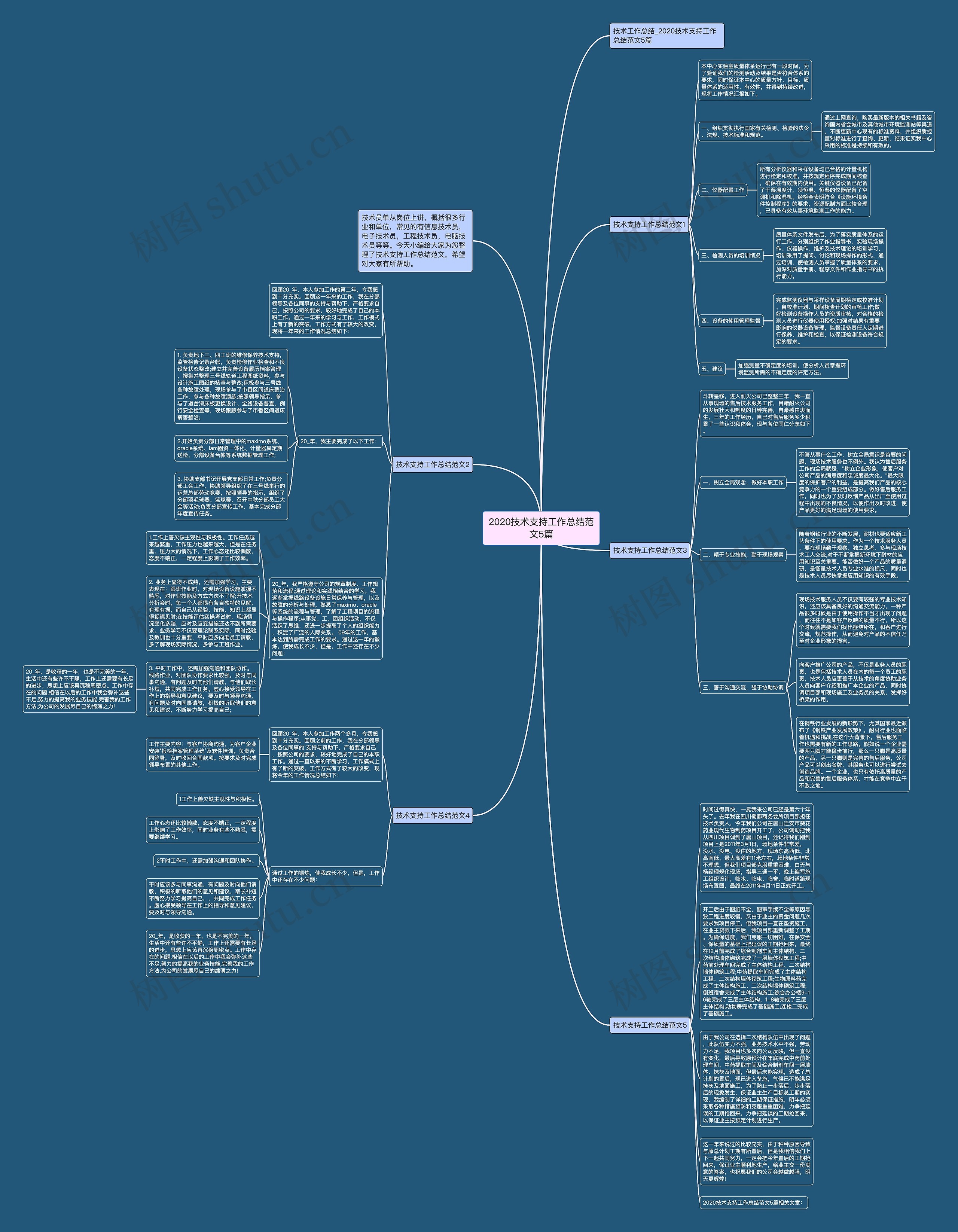 2020技术支持工作总结范文5篇思维导图