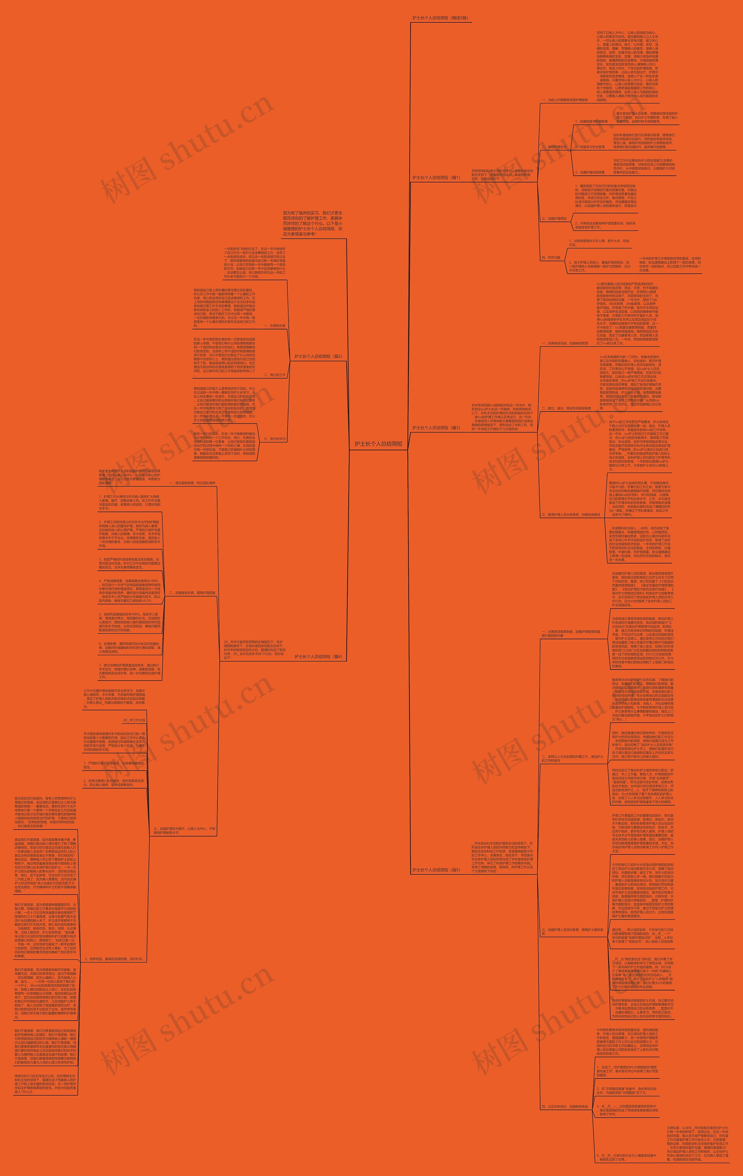 护士长个人总结简短思维导图