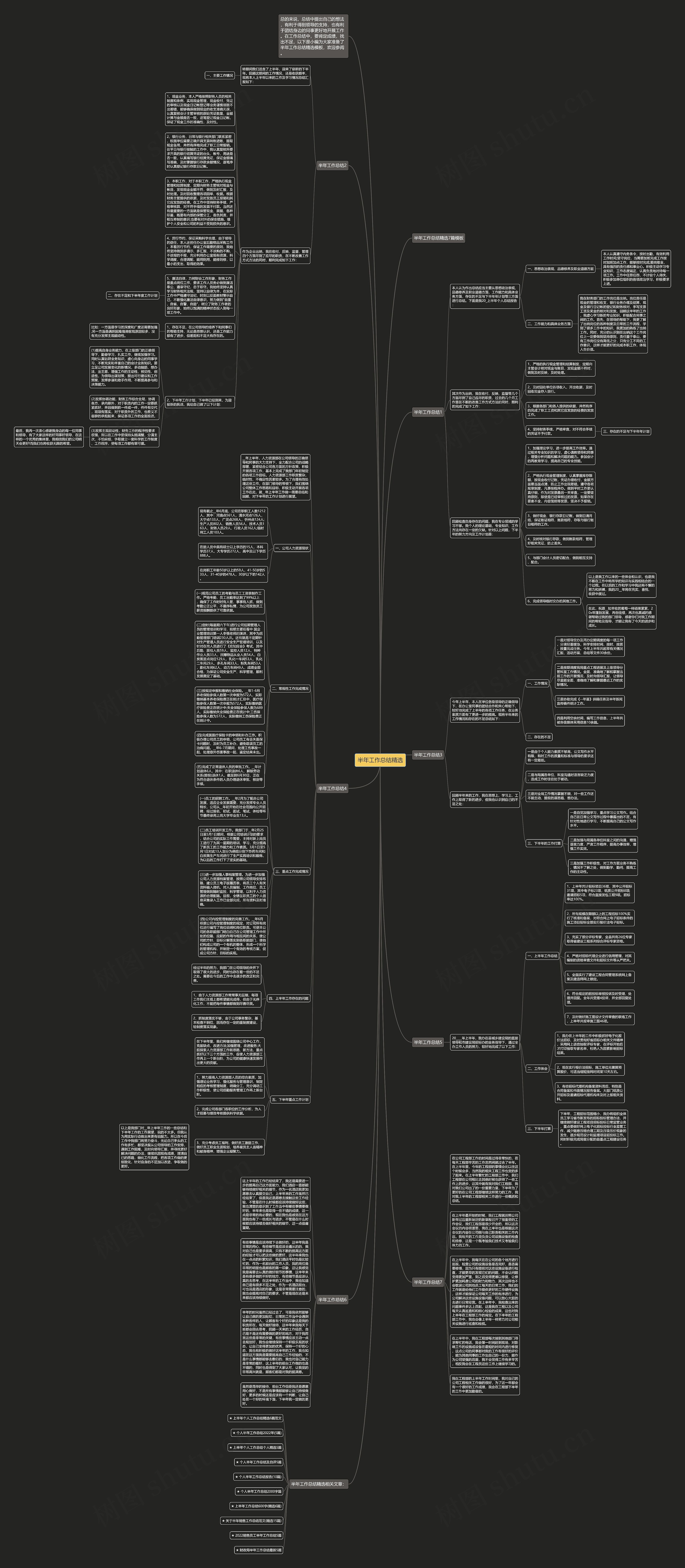 半年工作总结精选思维导图