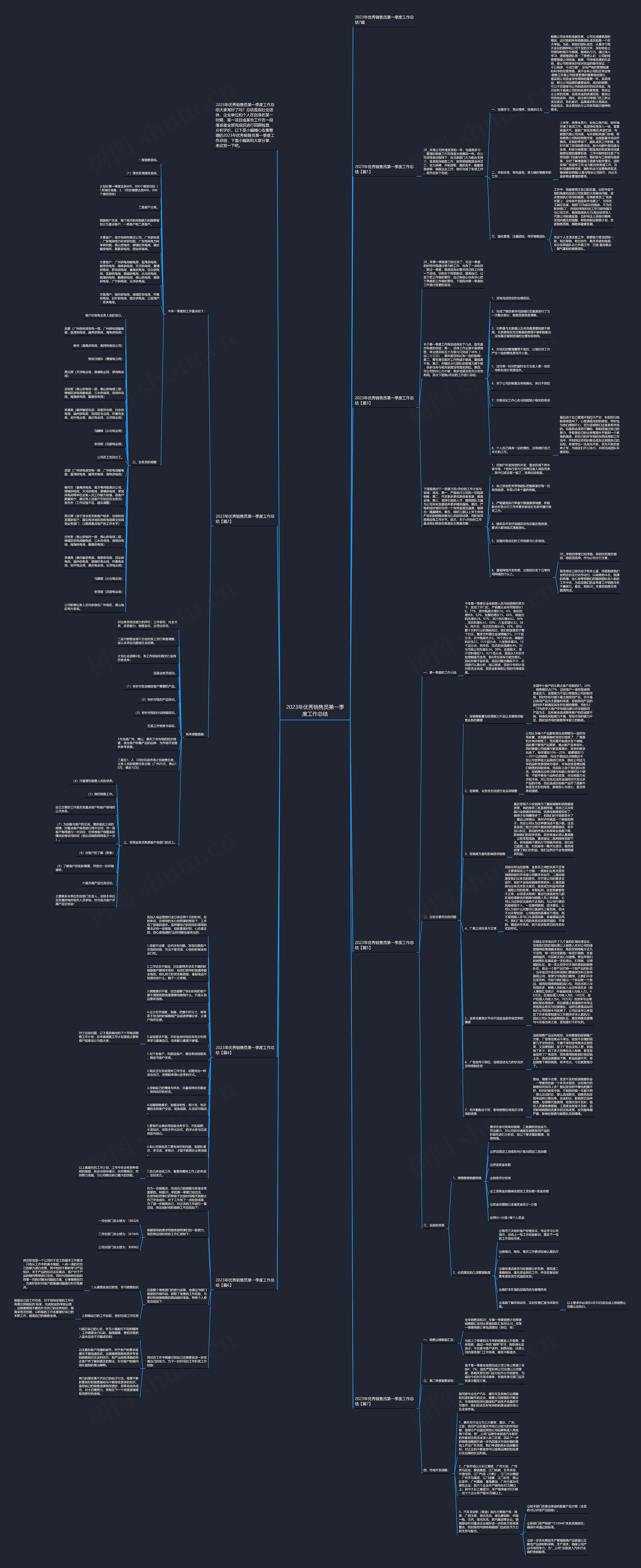 2023年优秀销售员第一季度工作总结思维导图