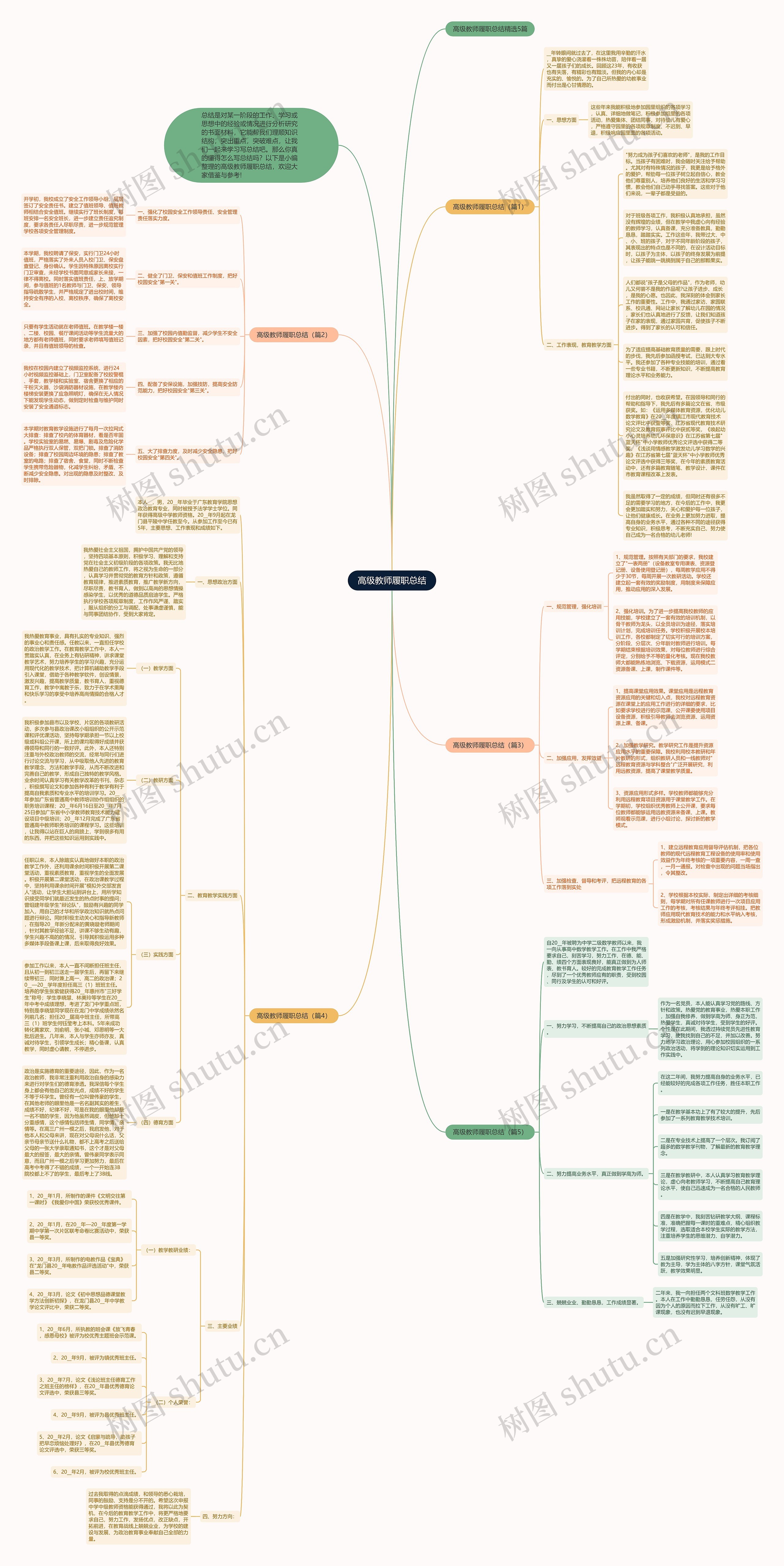 高级教师履职总结思维导图