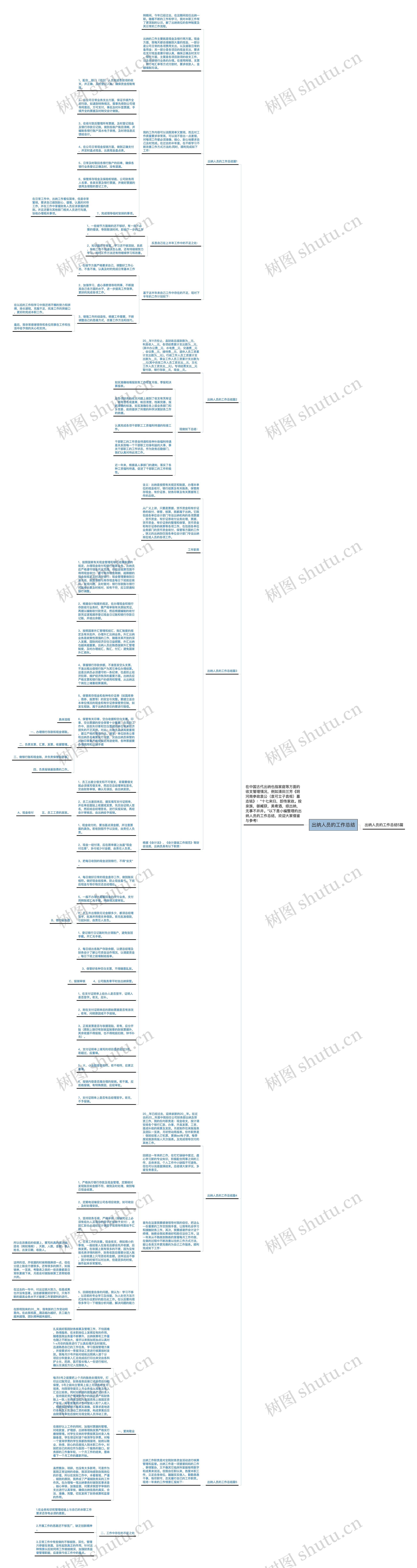 出纳人员的工作总结思维导图