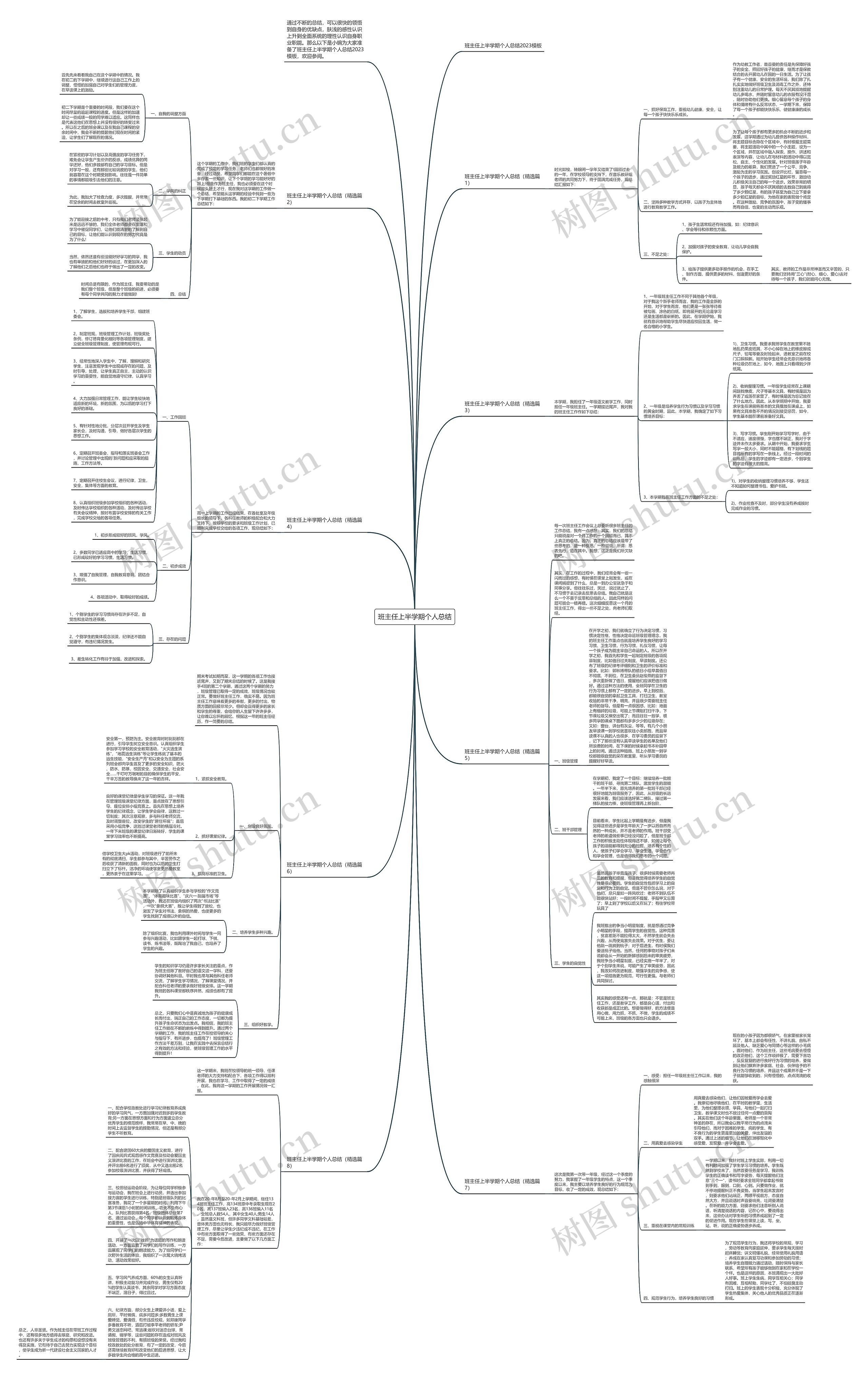 班主任上半学期个人总结思维导图